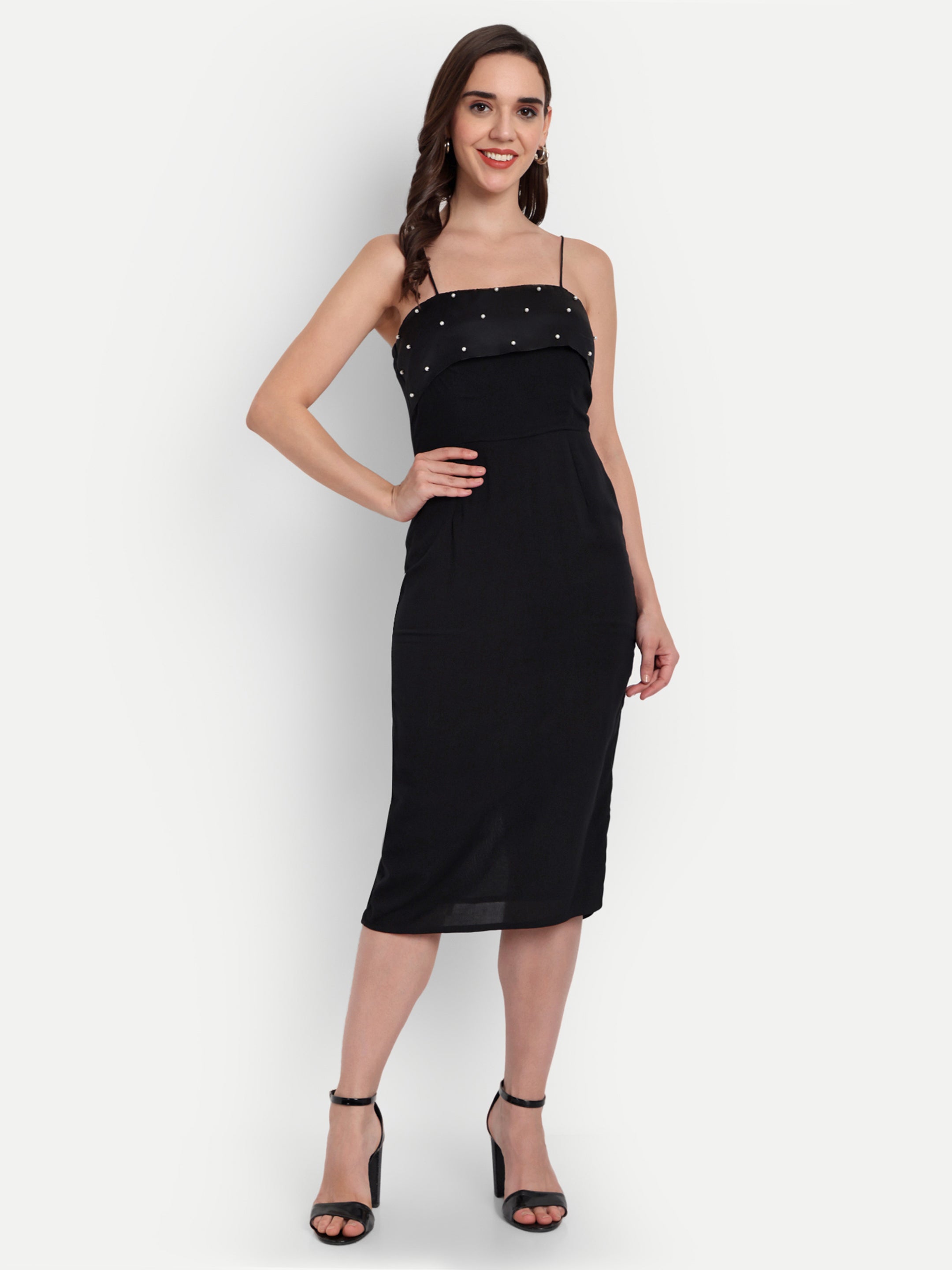 Black Lycra dress with slit