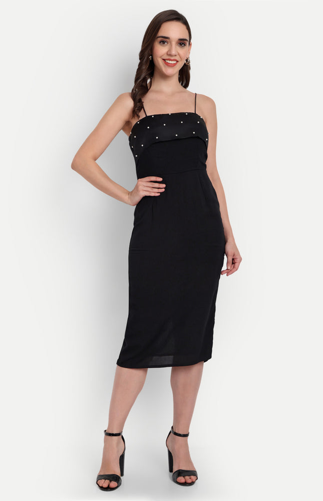 Black Lycra dress with slit