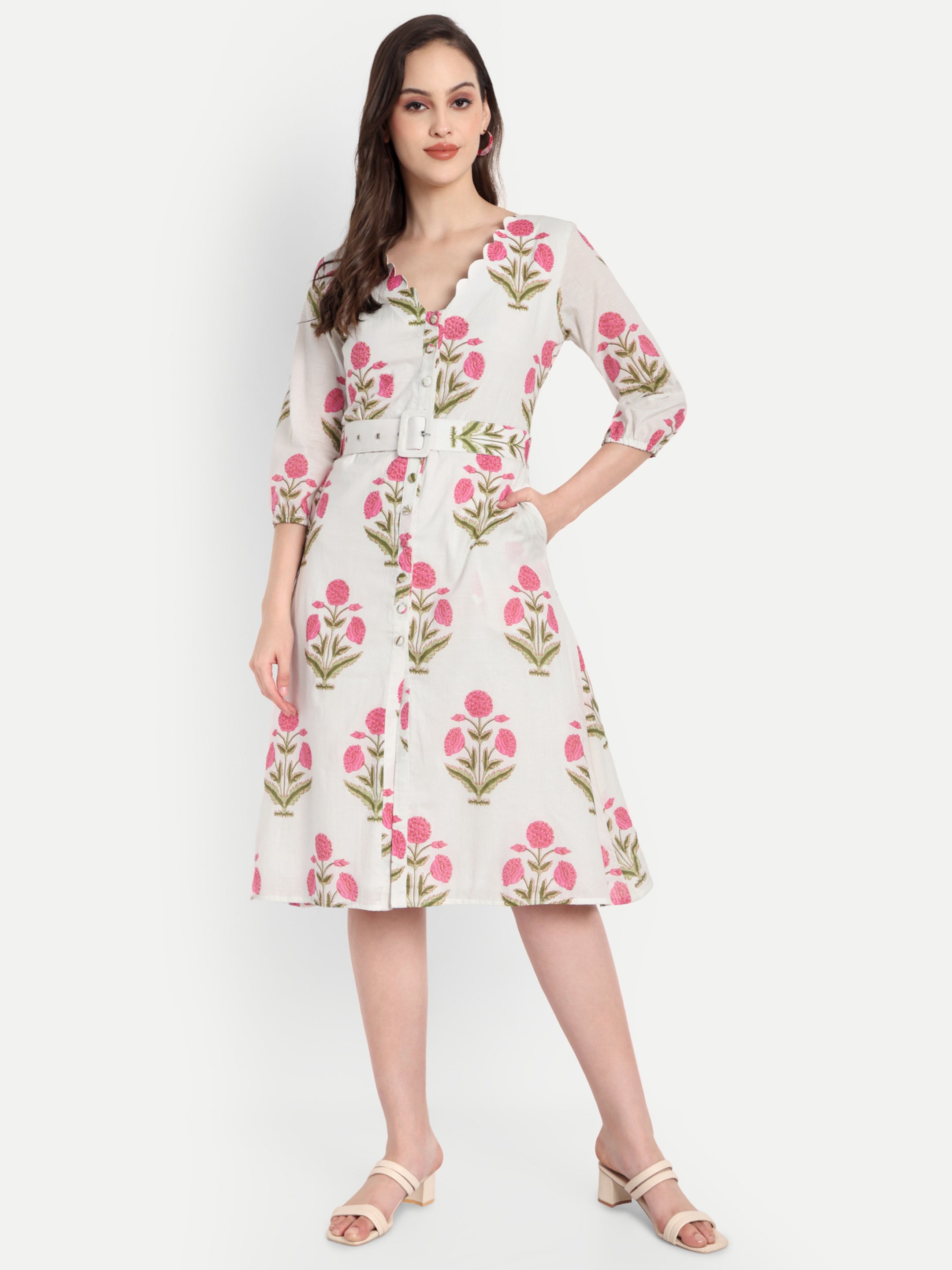 V- Neck Shirt Dress