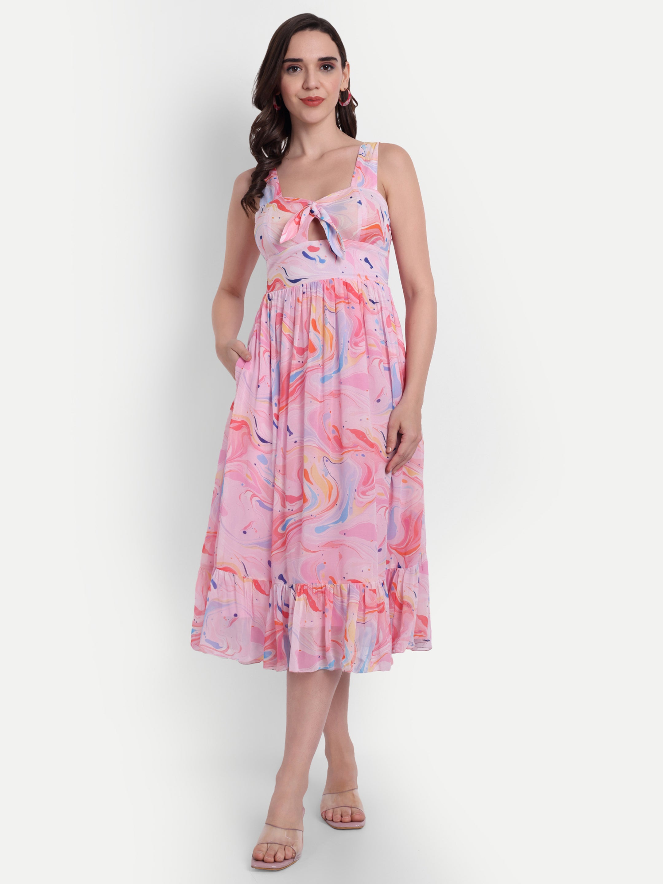 Marble Print Midi Dress