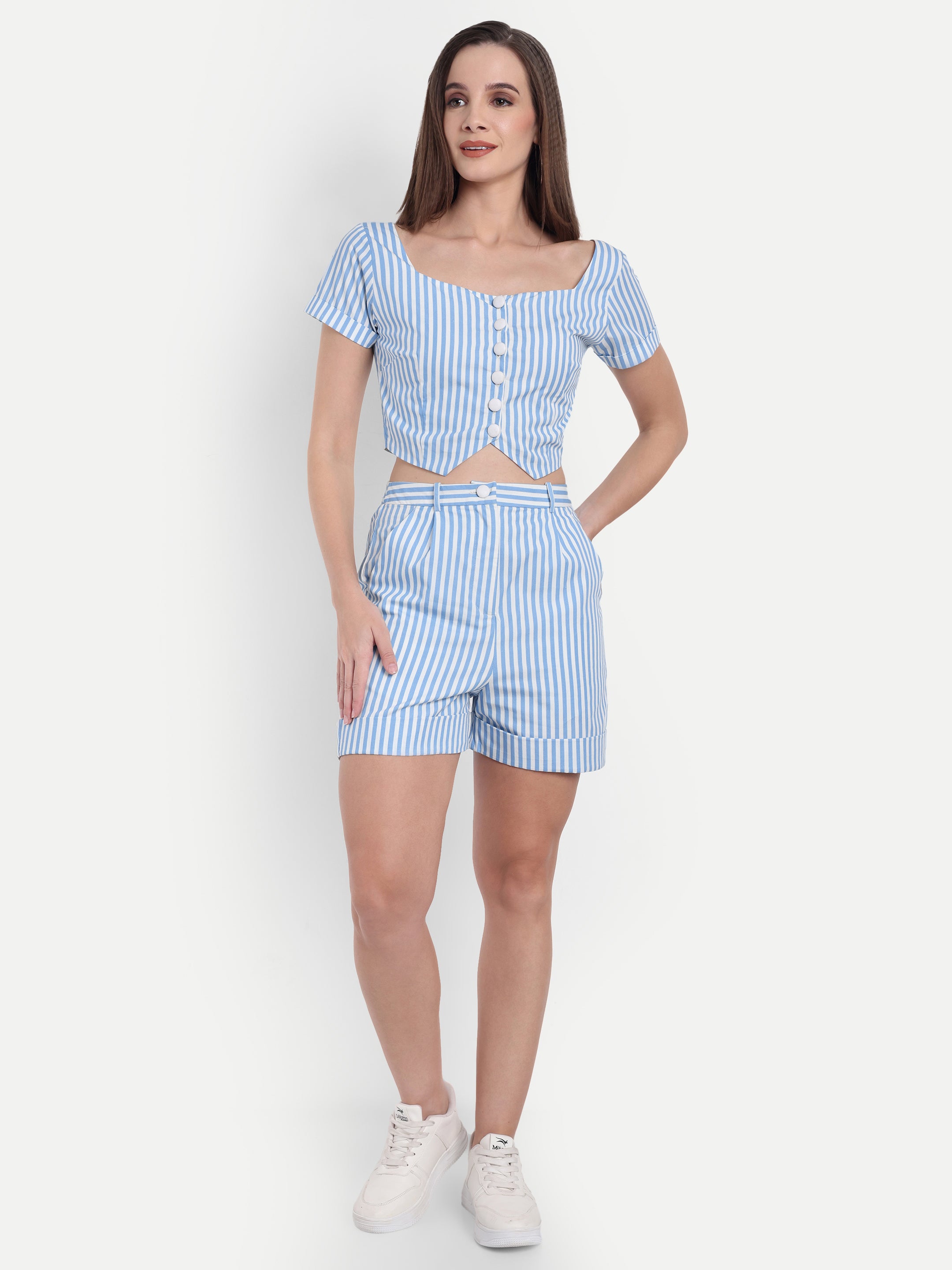 Striped Cotton Shorts