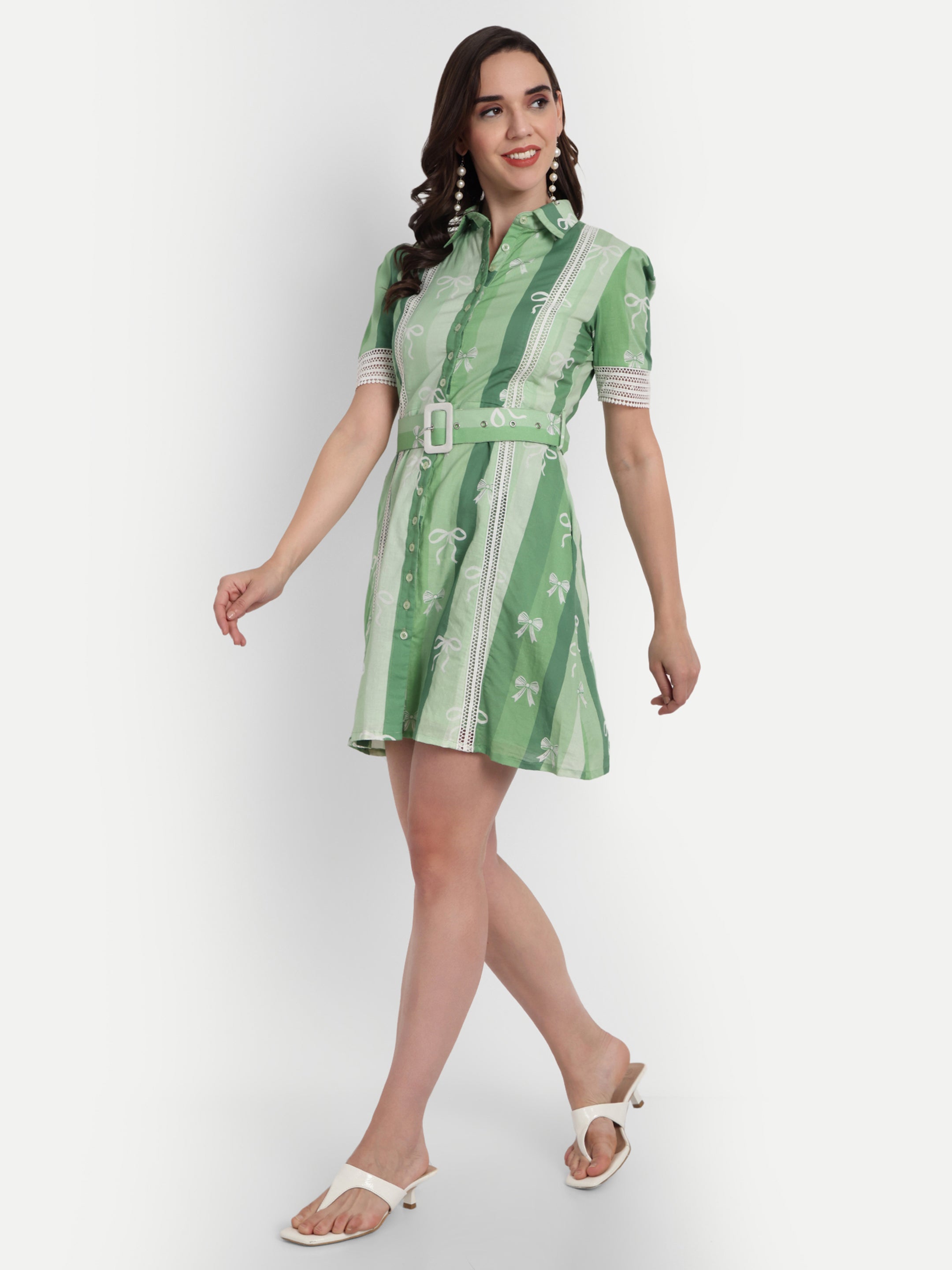 Stripes and Bow Shirt Dress