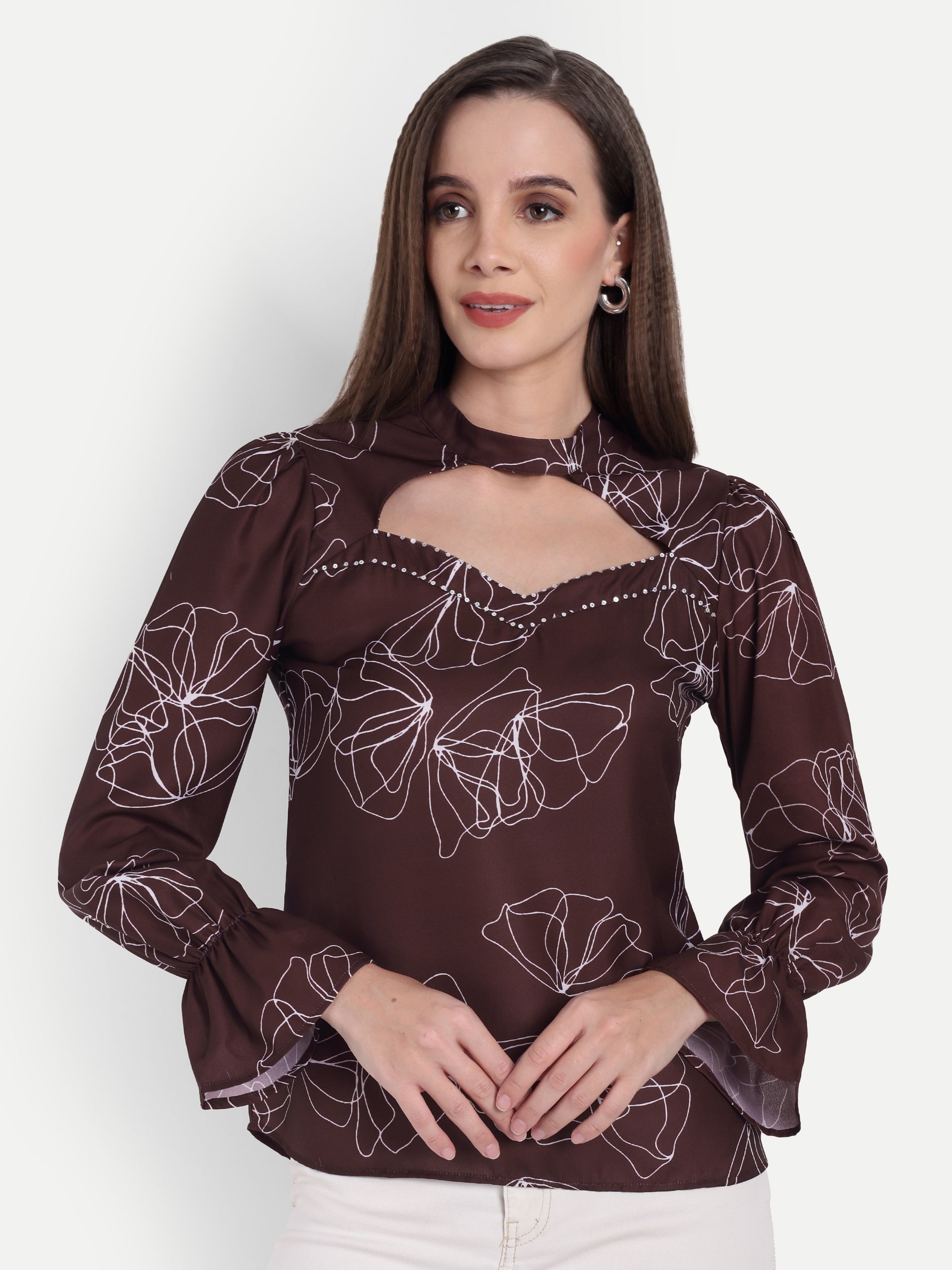 Printed Puff Sleeve Top