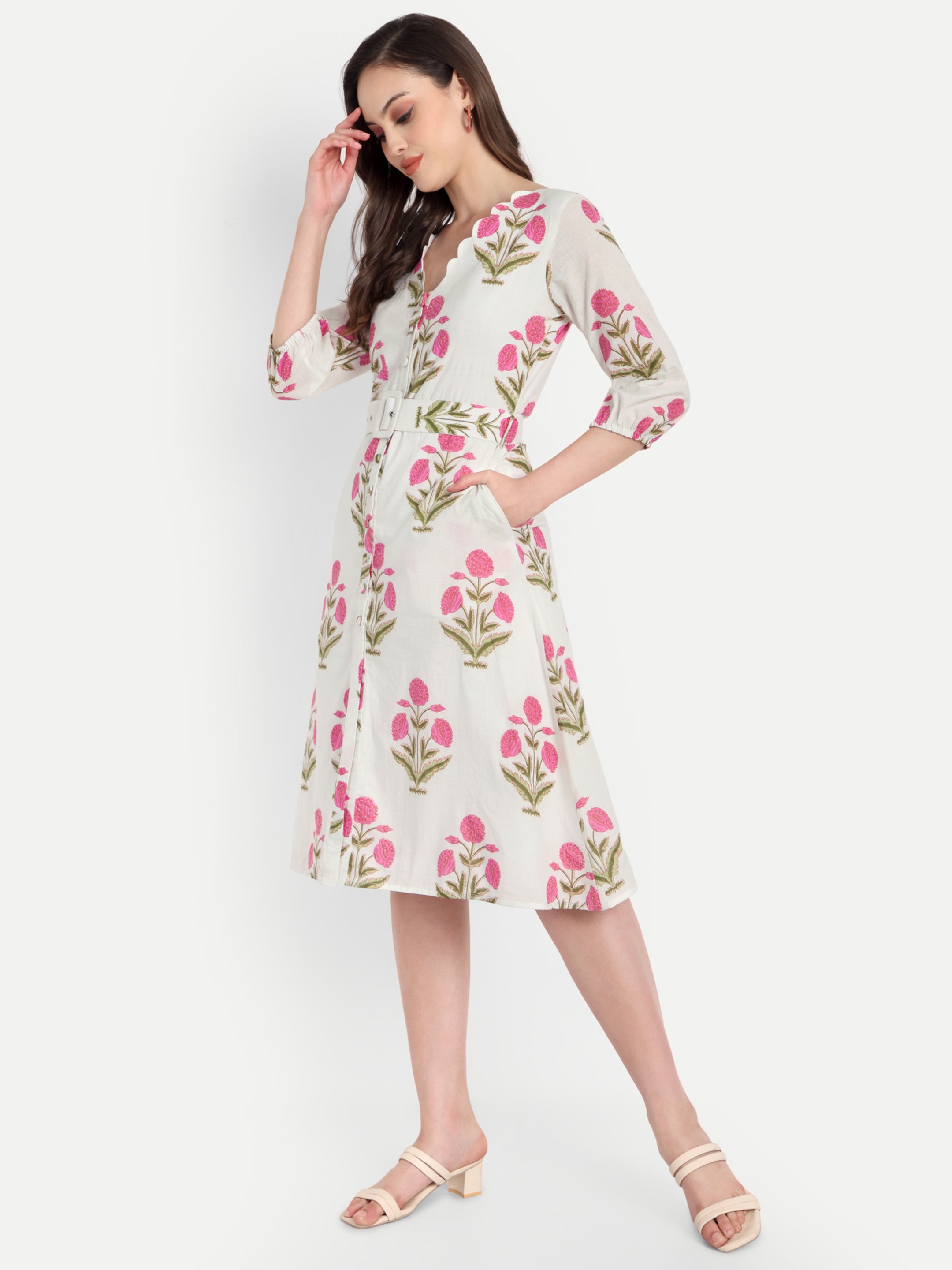 V- Neck Shirt Dress