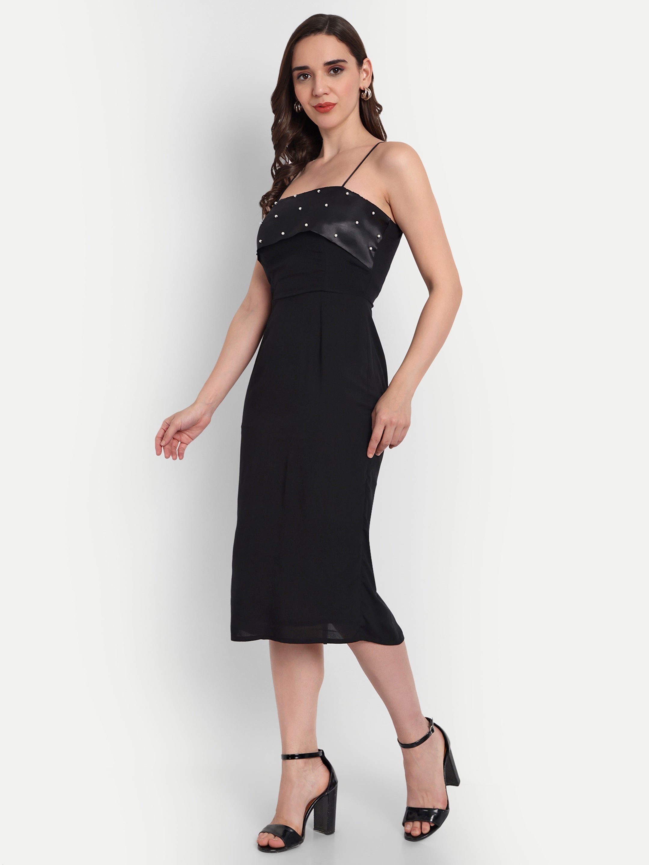 Black Lycra dress with slit