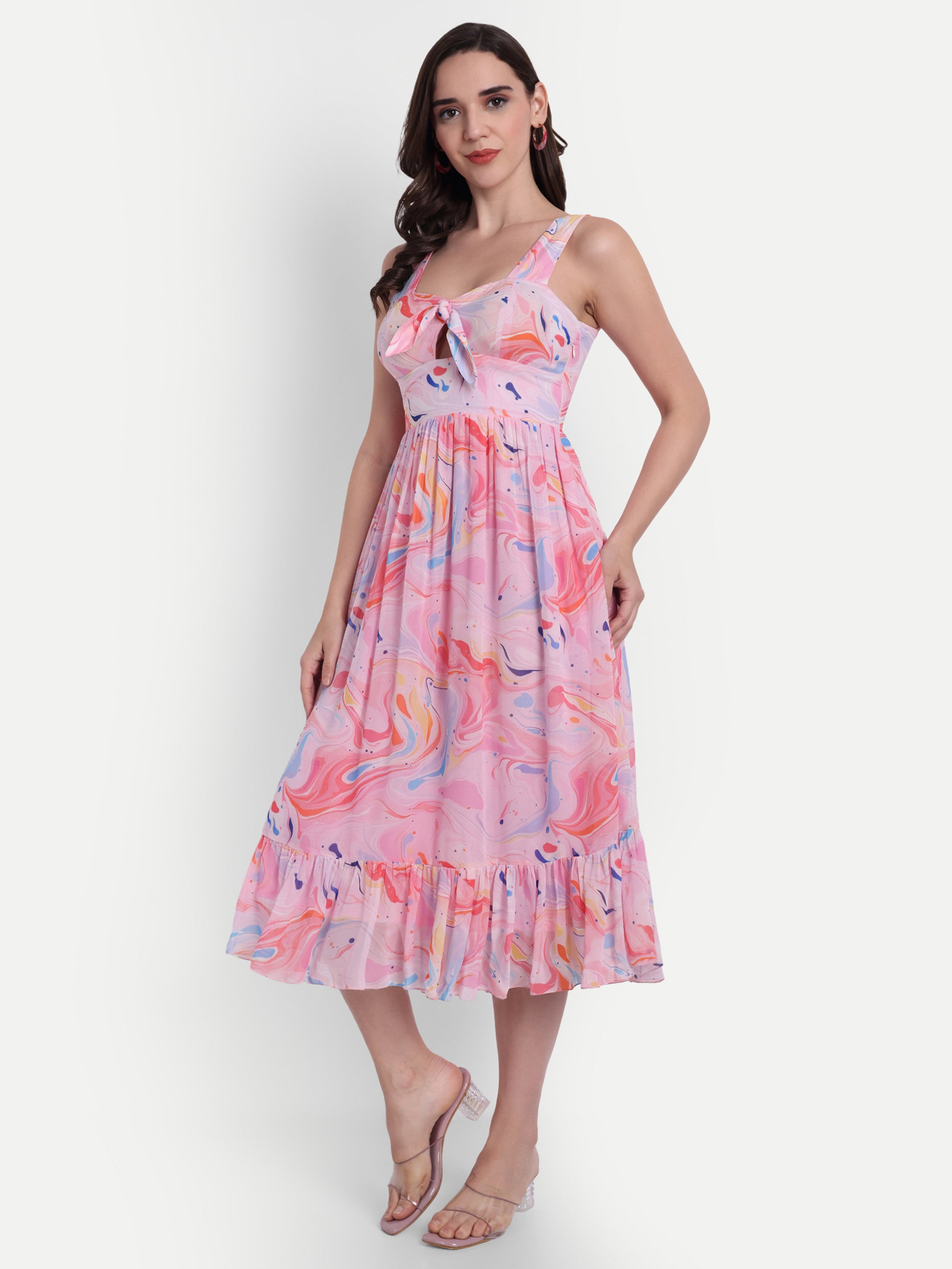 Marble Print Midi Dress