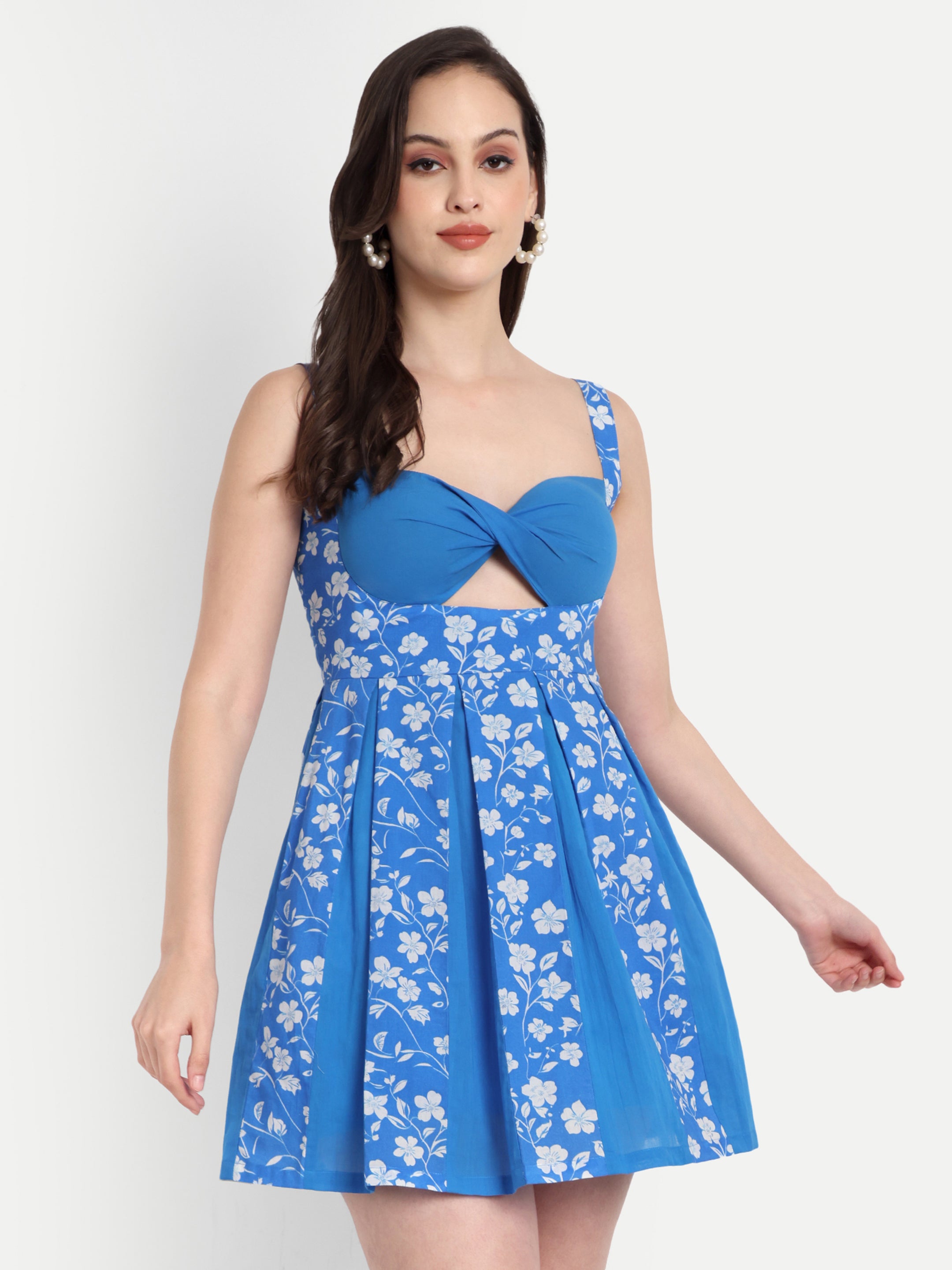 Floral Pleated Mini Dress