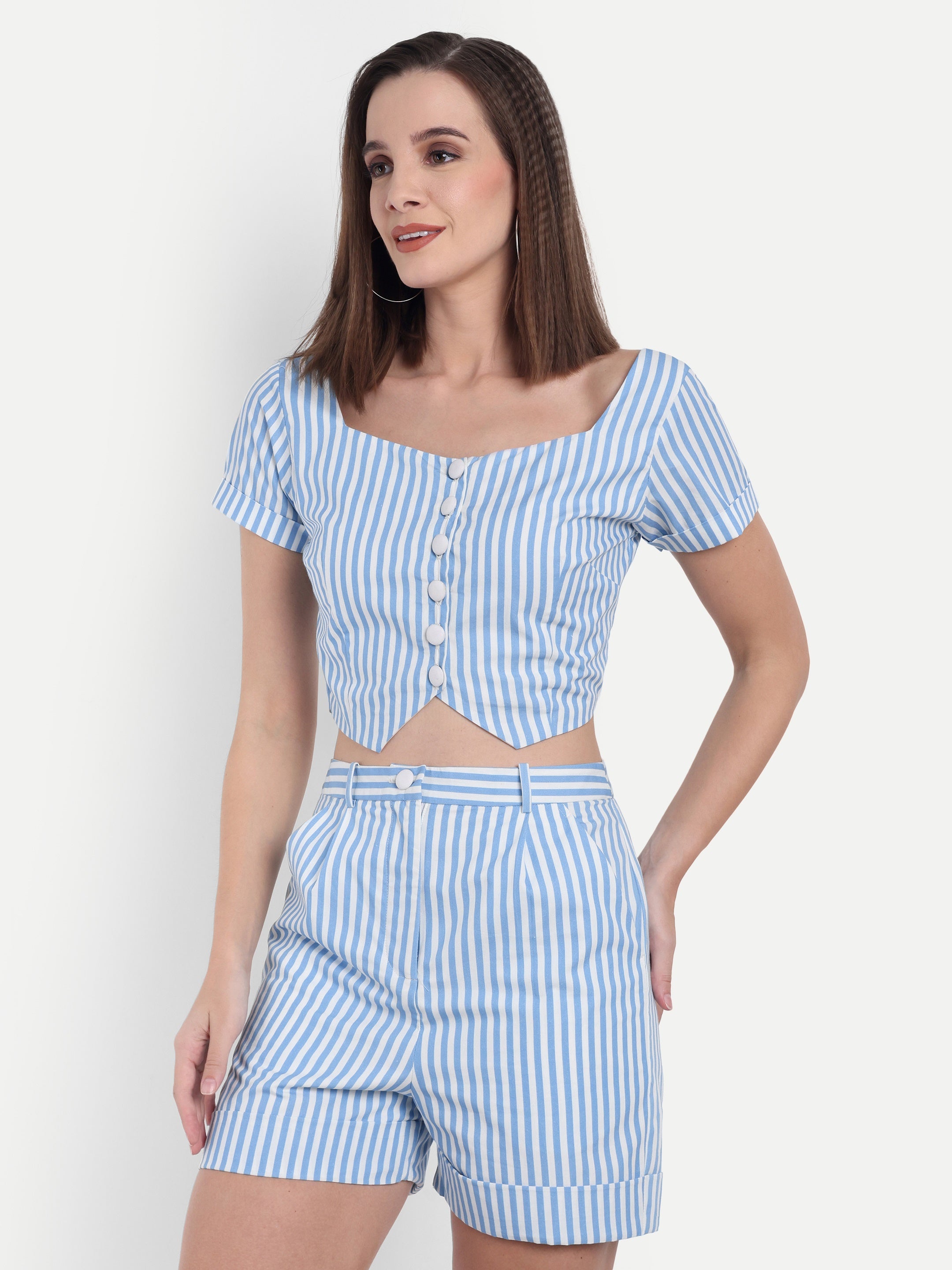 Striped Cotton Shorts