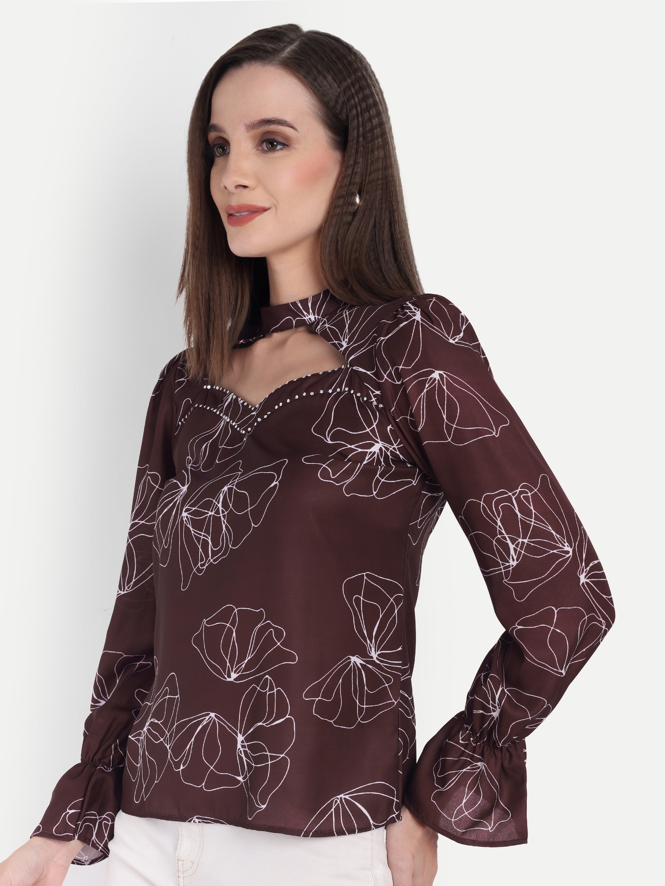 Printed Puff Sleeve Top