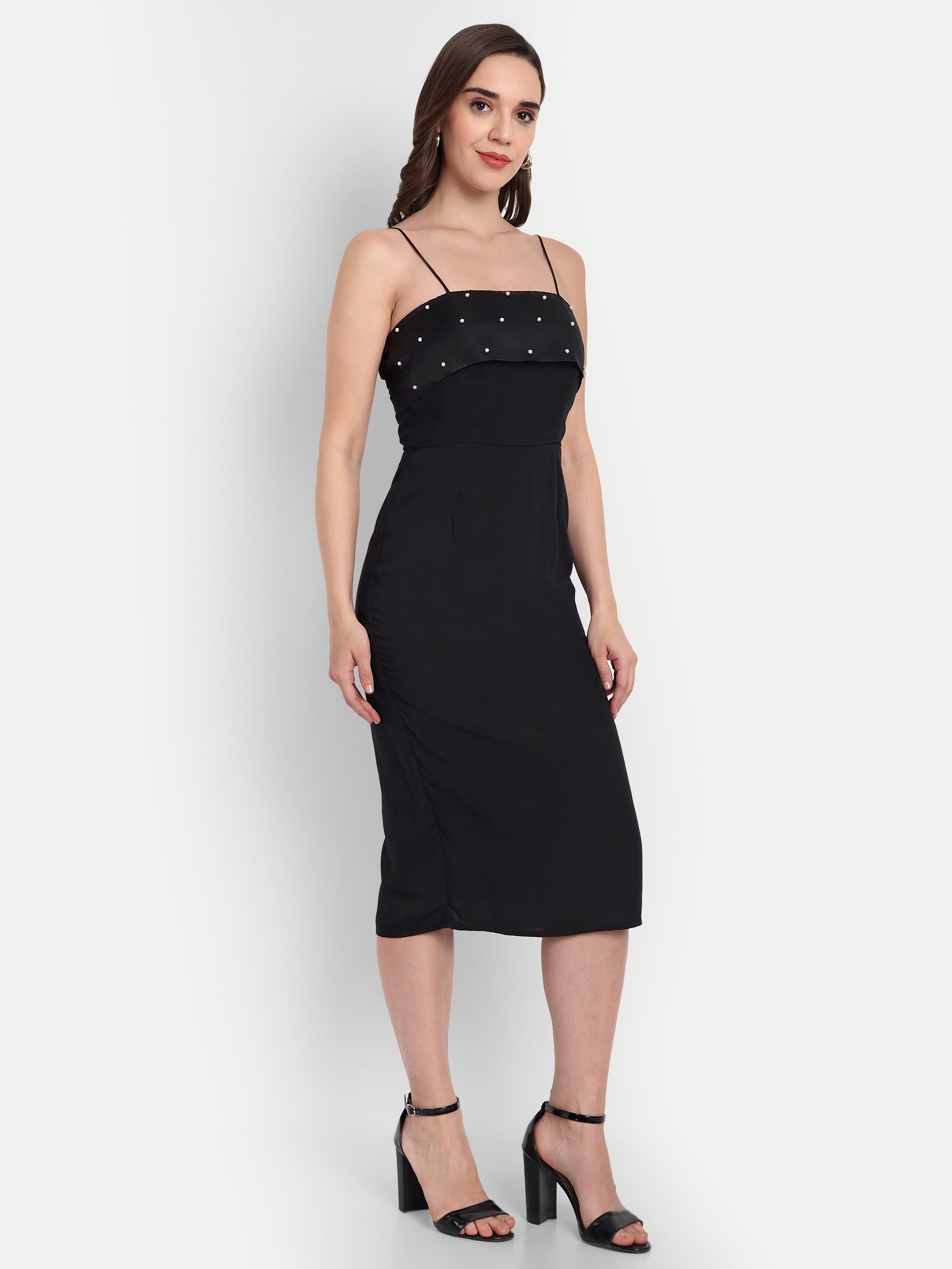 Black Lycra dress with slit
