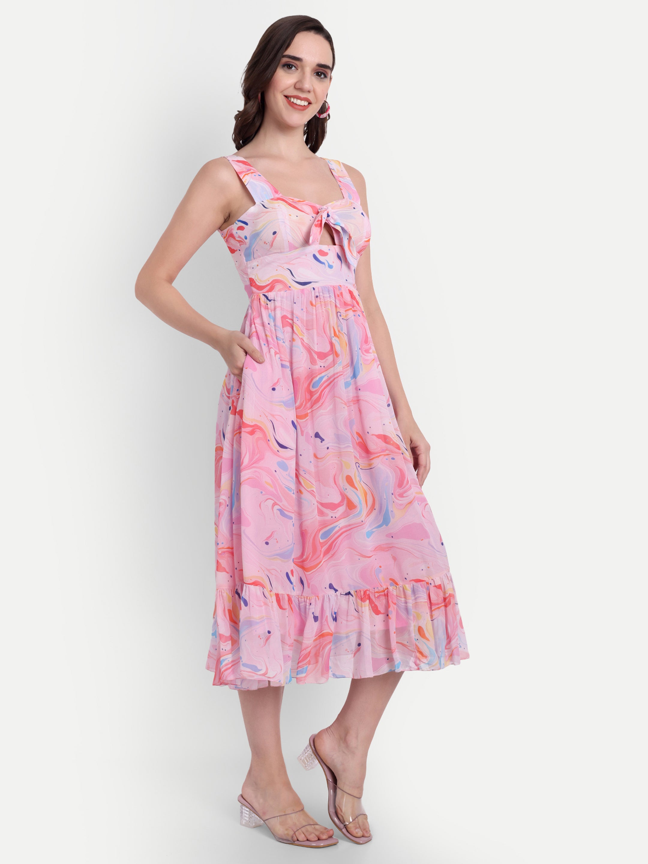 Marble Print Midi Dress