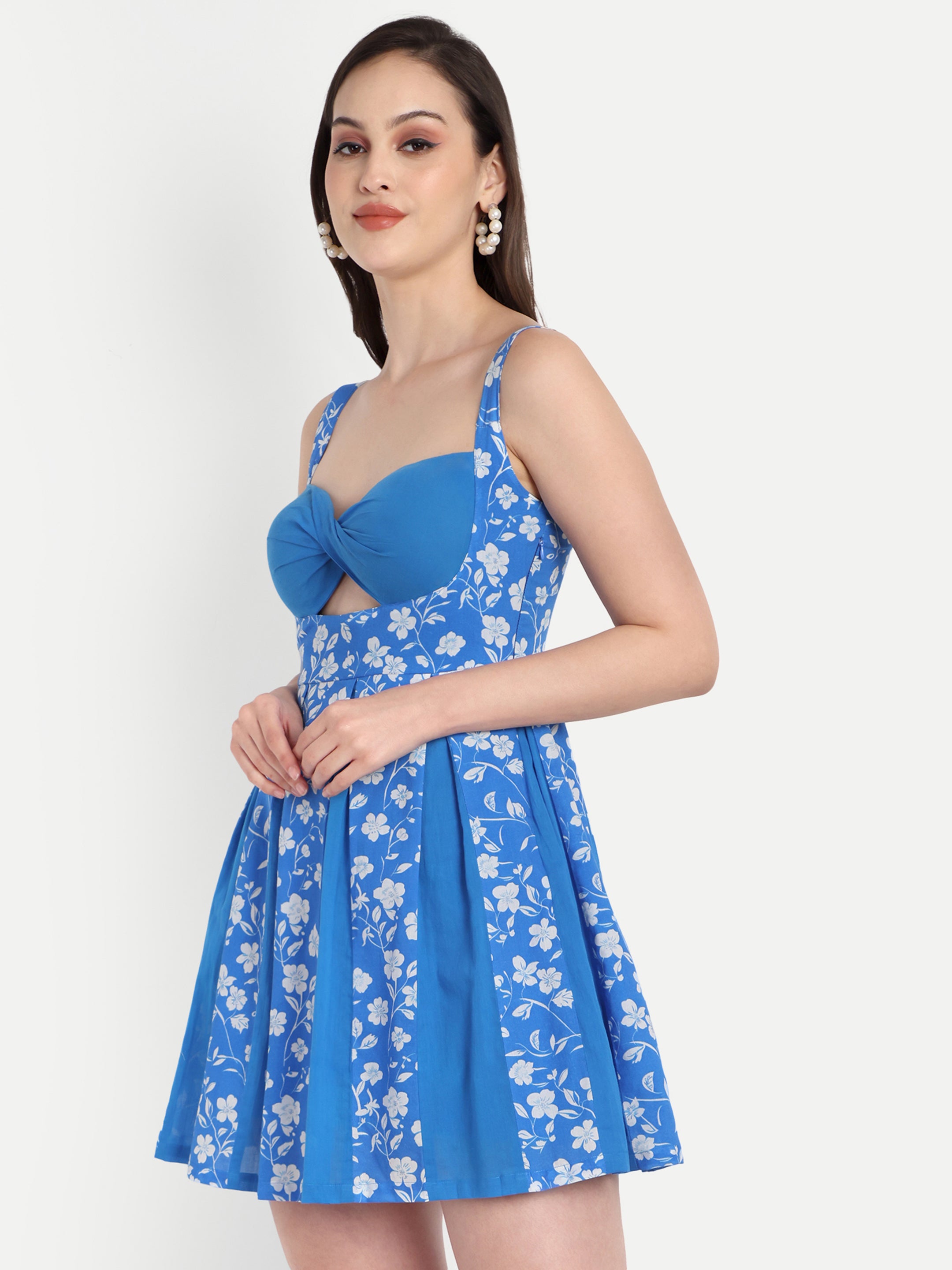 Floral Pleated Mini Dress