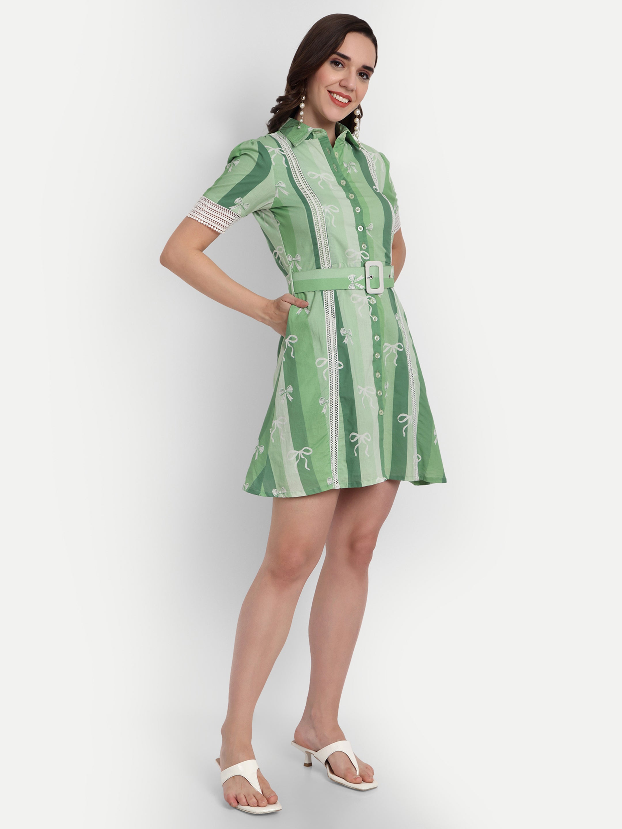 Stripes and Bow Shirt Dress