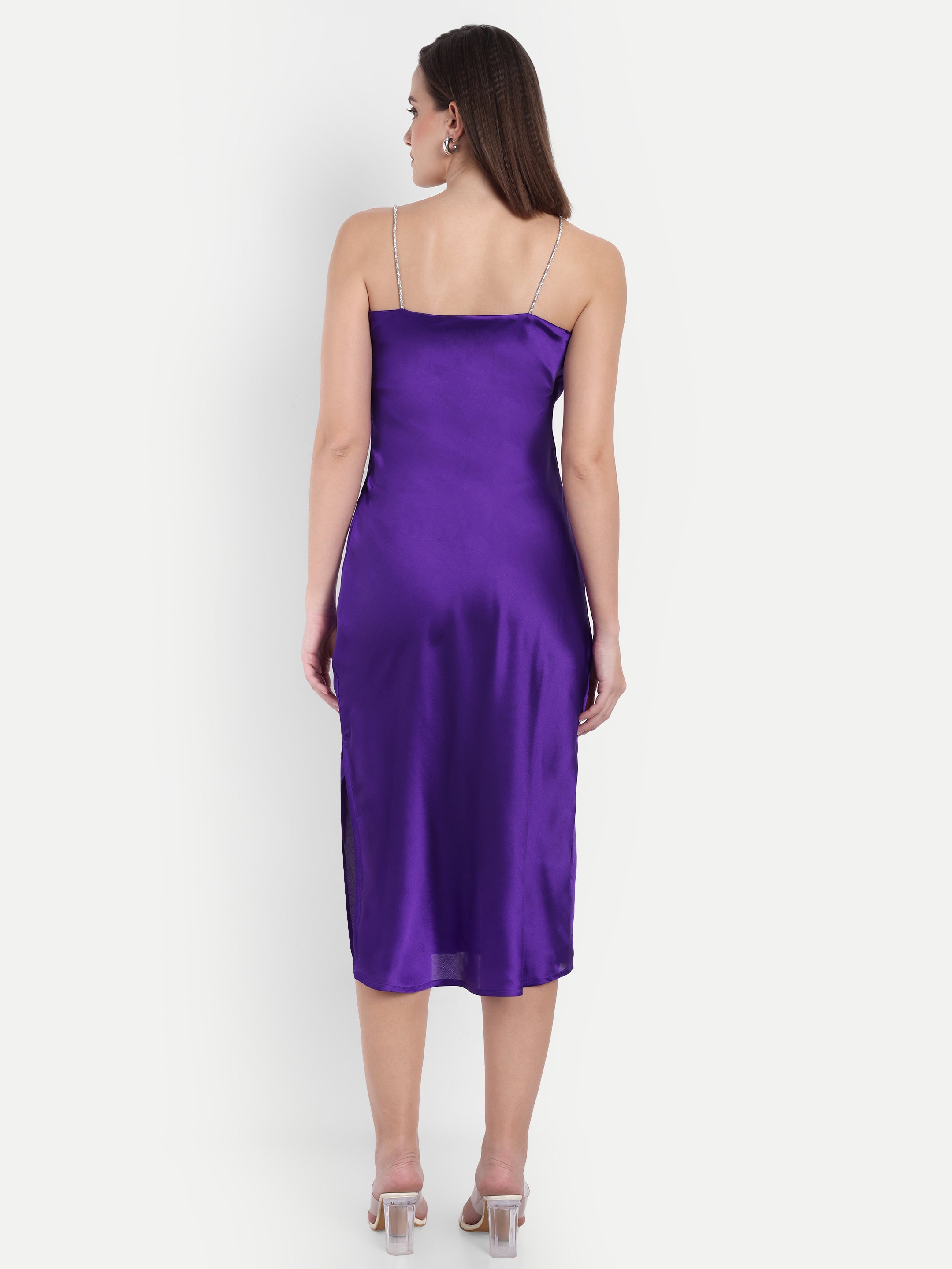 Purple Satin Midi dress