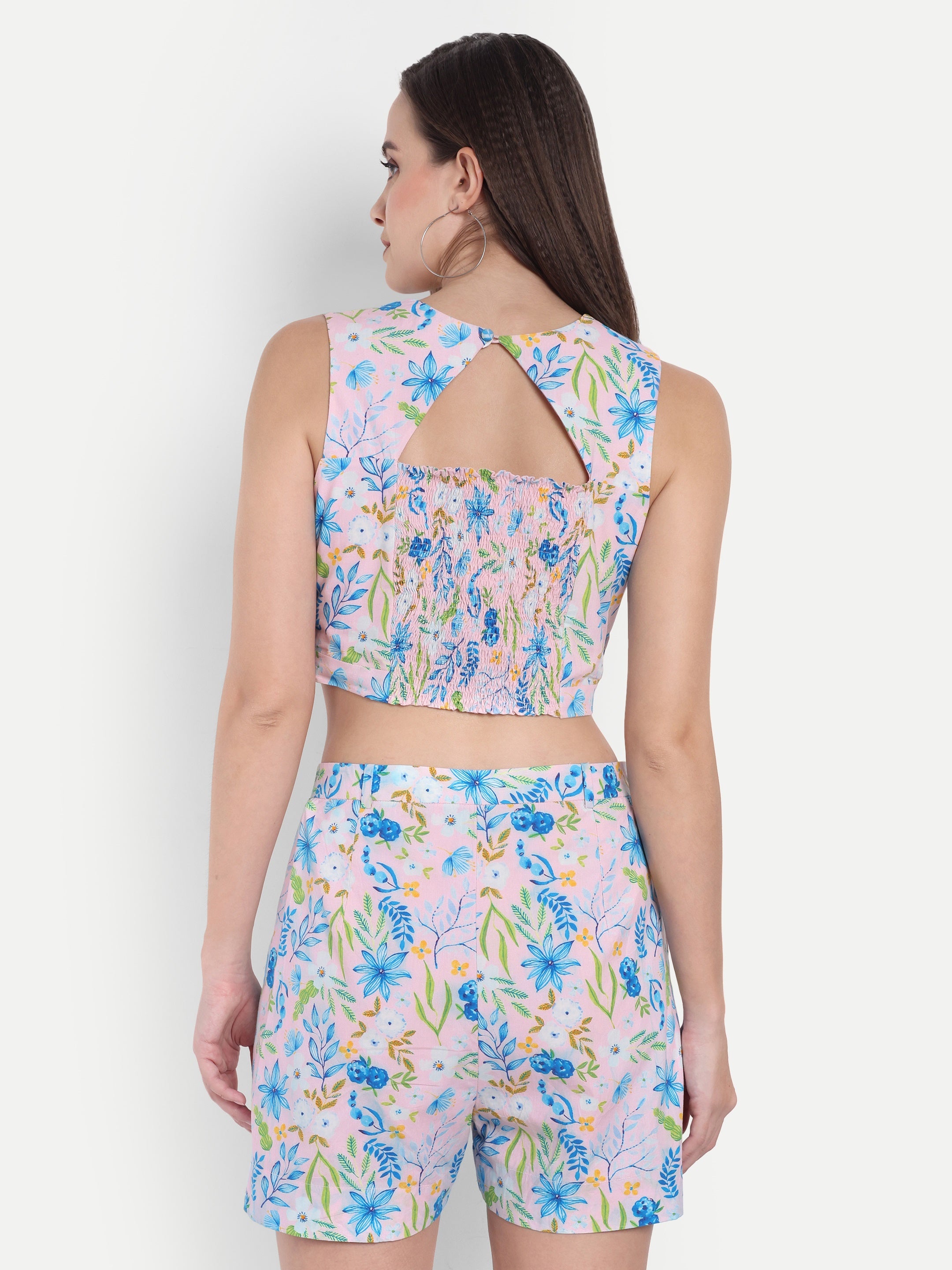 Pink Floral Crop Top