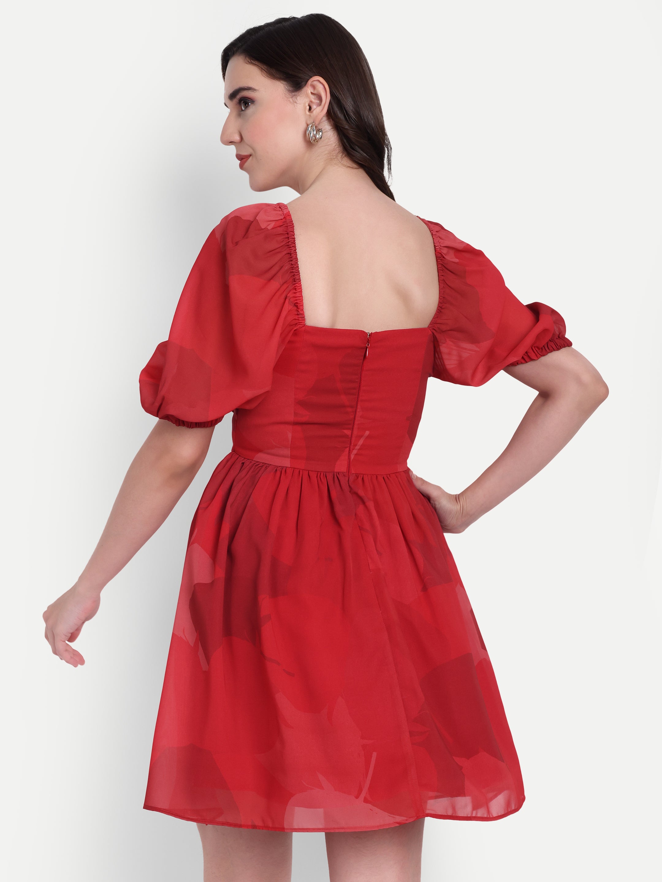 Puff Sleeve Mini Dress