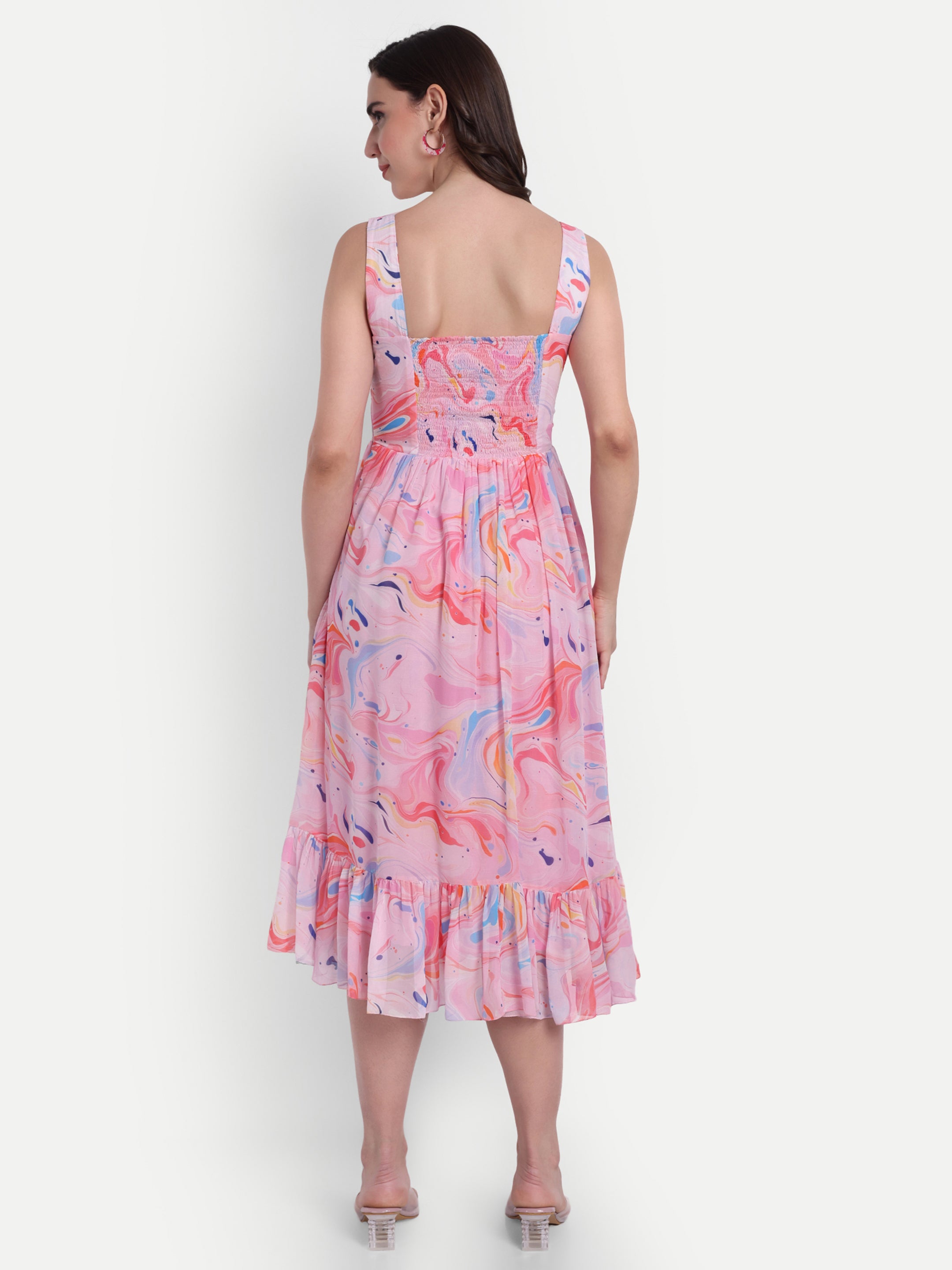 Marble Print Midi Dress