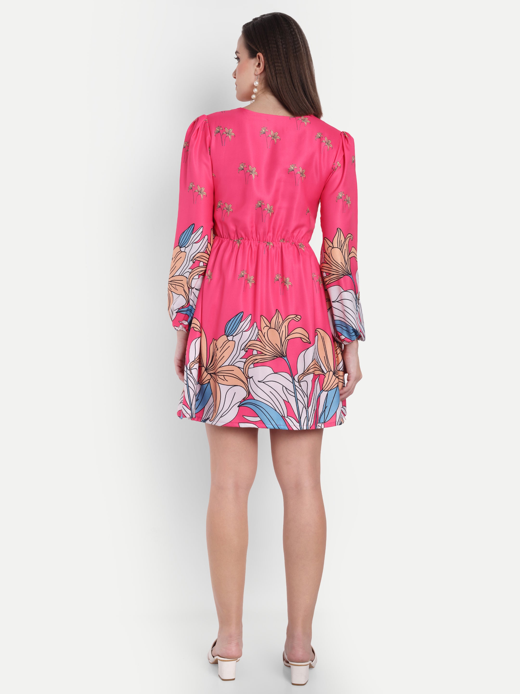 Pink Floral Short Dress
