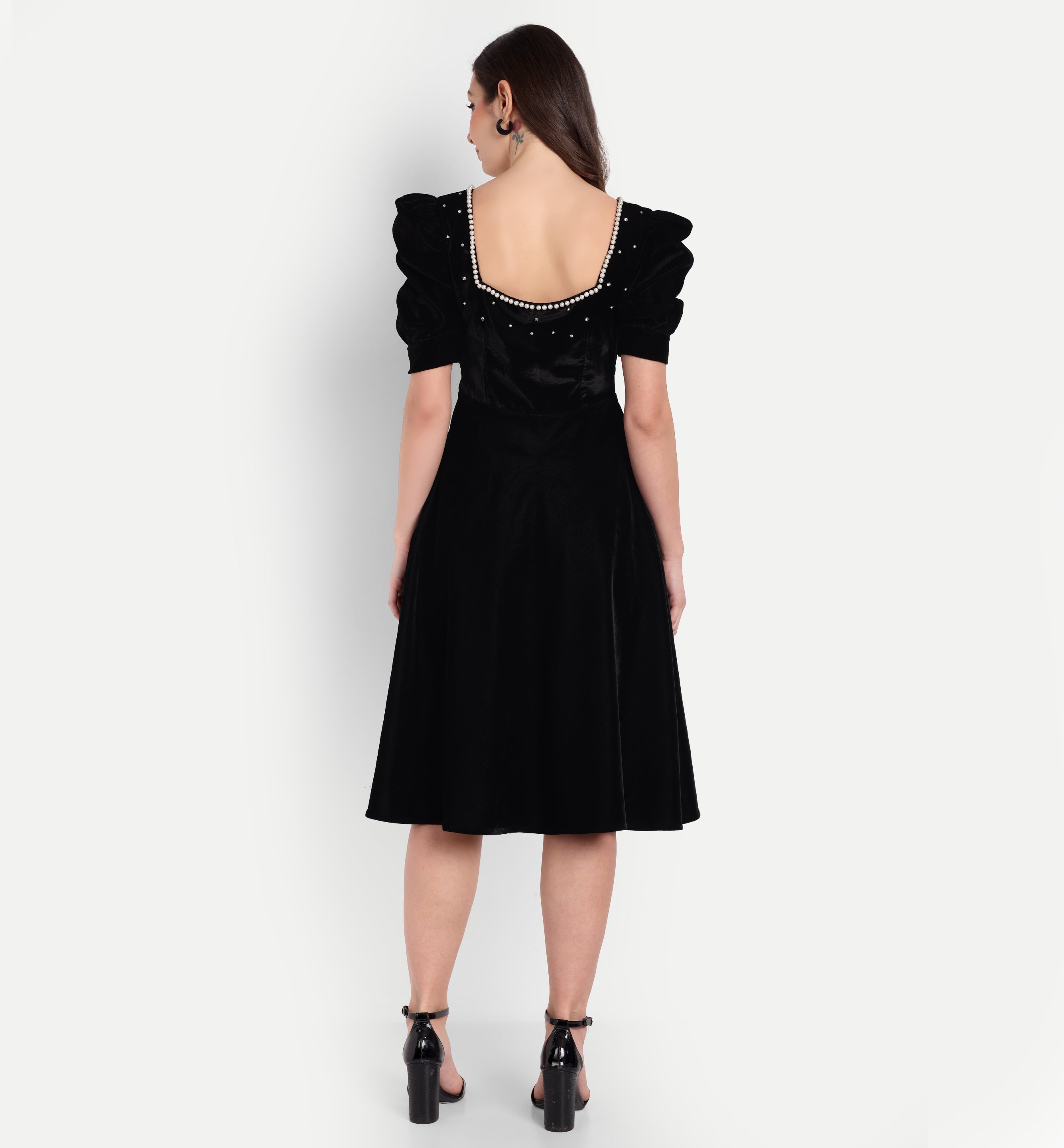 Pearl Black Slit Dress