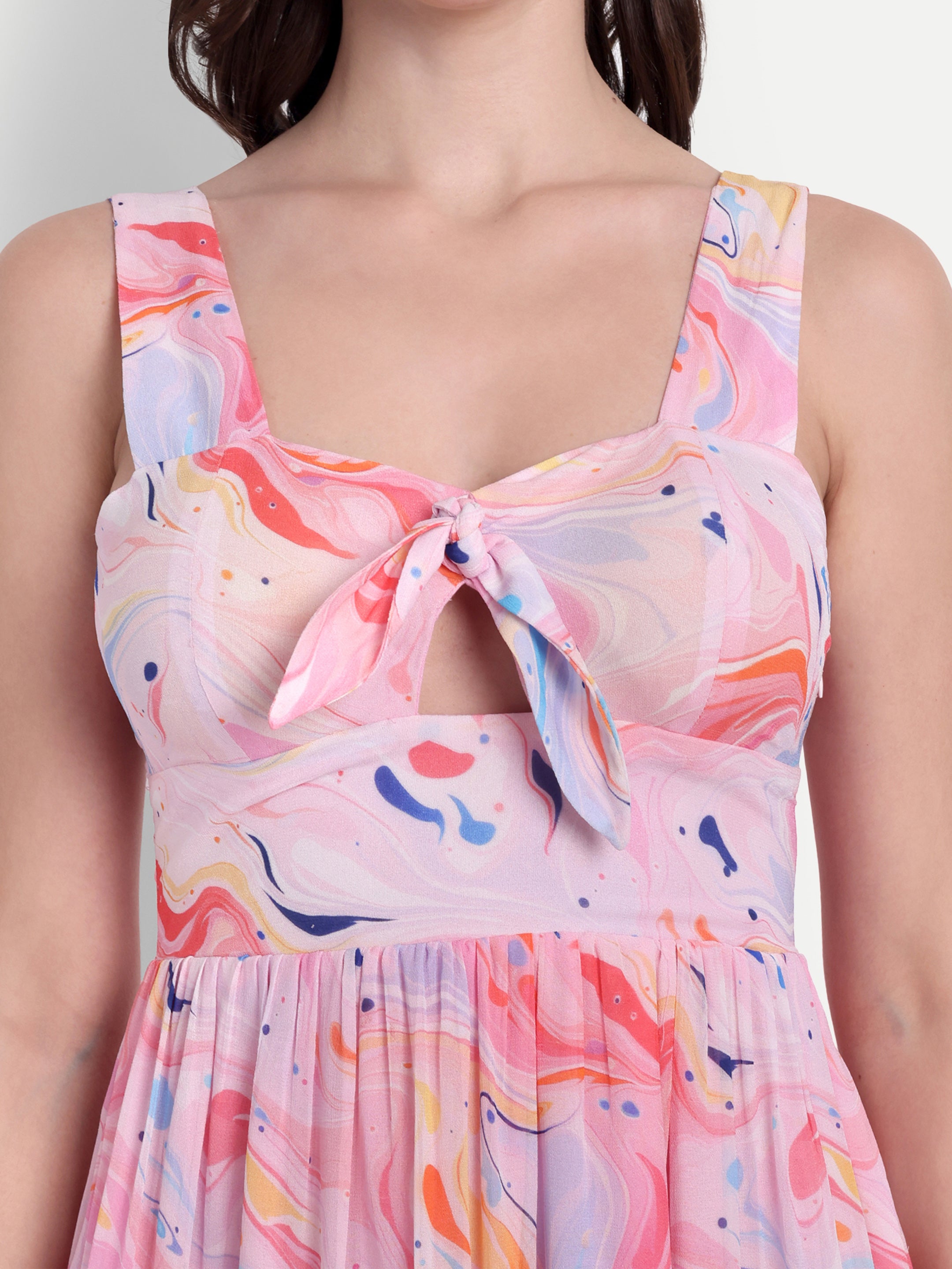Marble Print Midi Dress