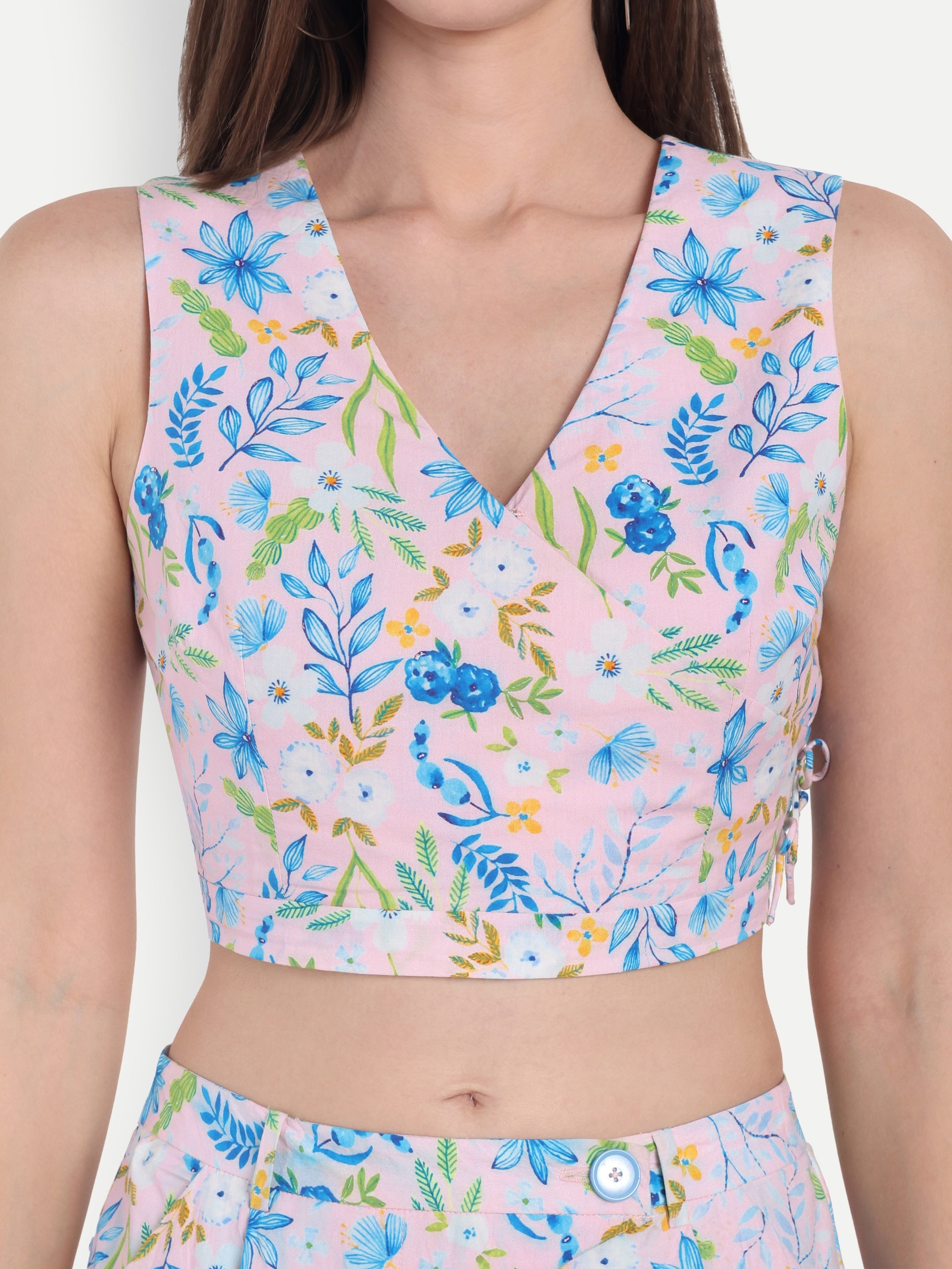 Pink Floral Crop Top