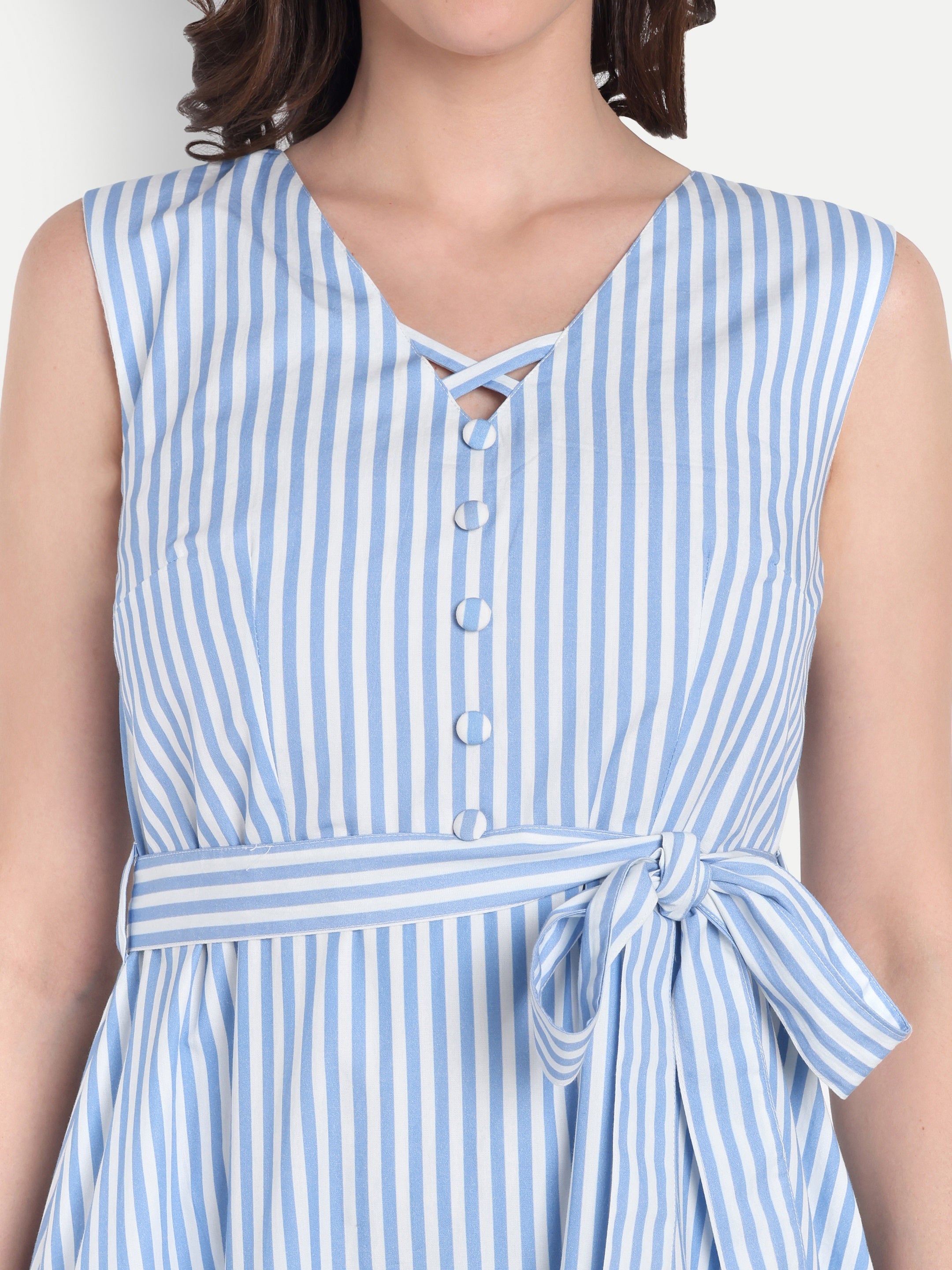 Striped & Flare Midi Dress