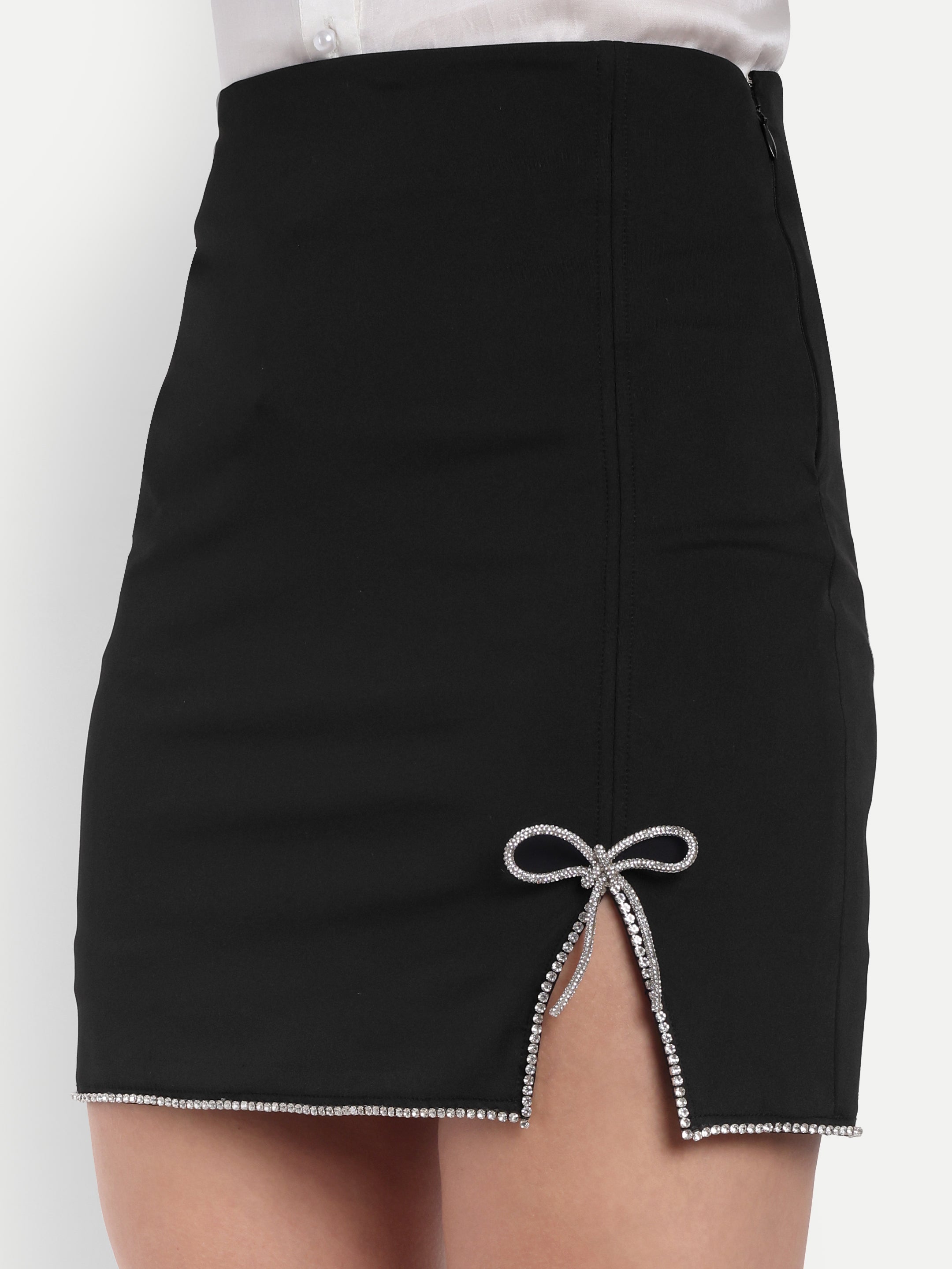 Lycra Mini Slit Skirt