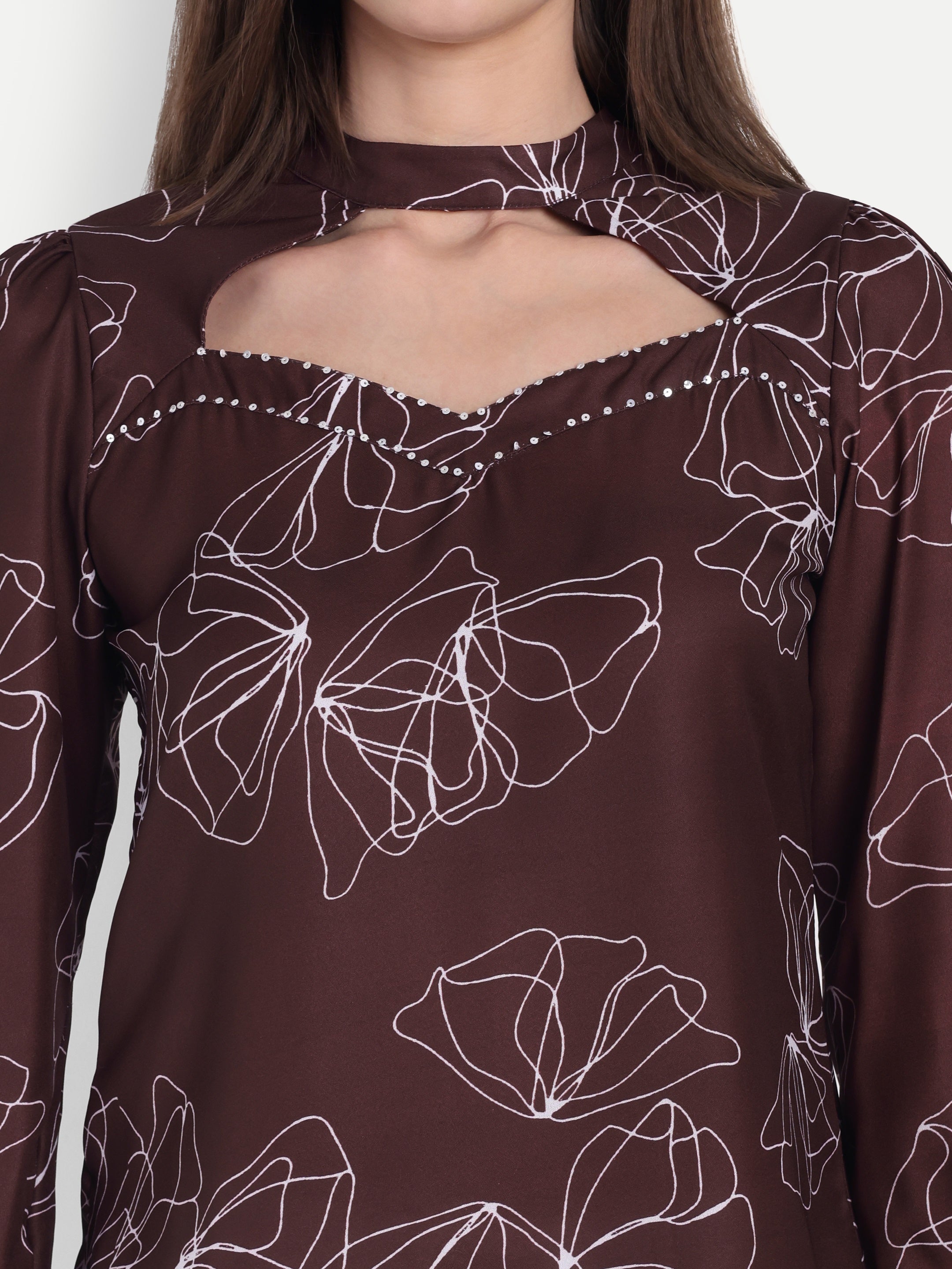 Printed Puff Sleeve Top