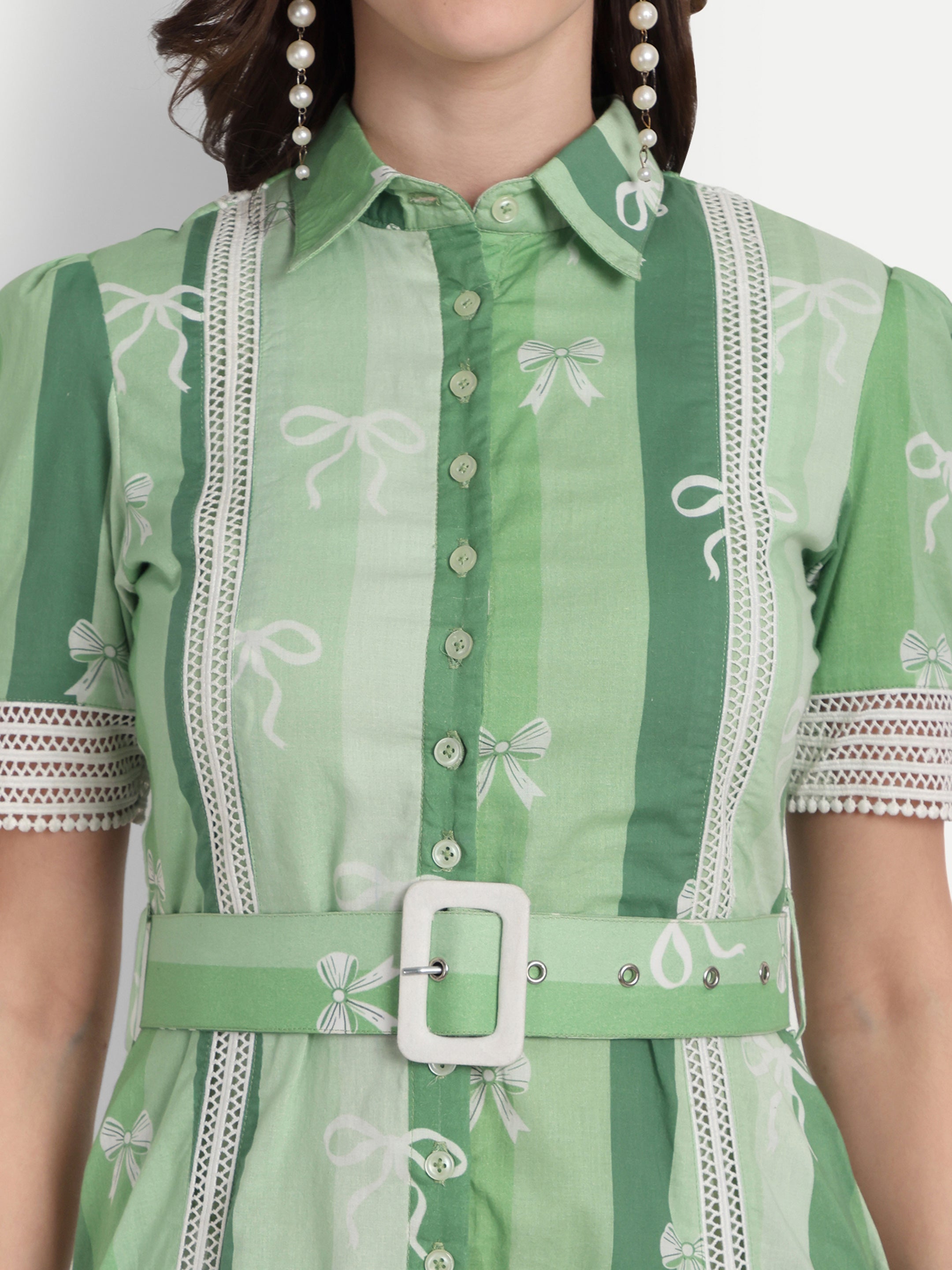 Stripes and Bow Shirt Dress