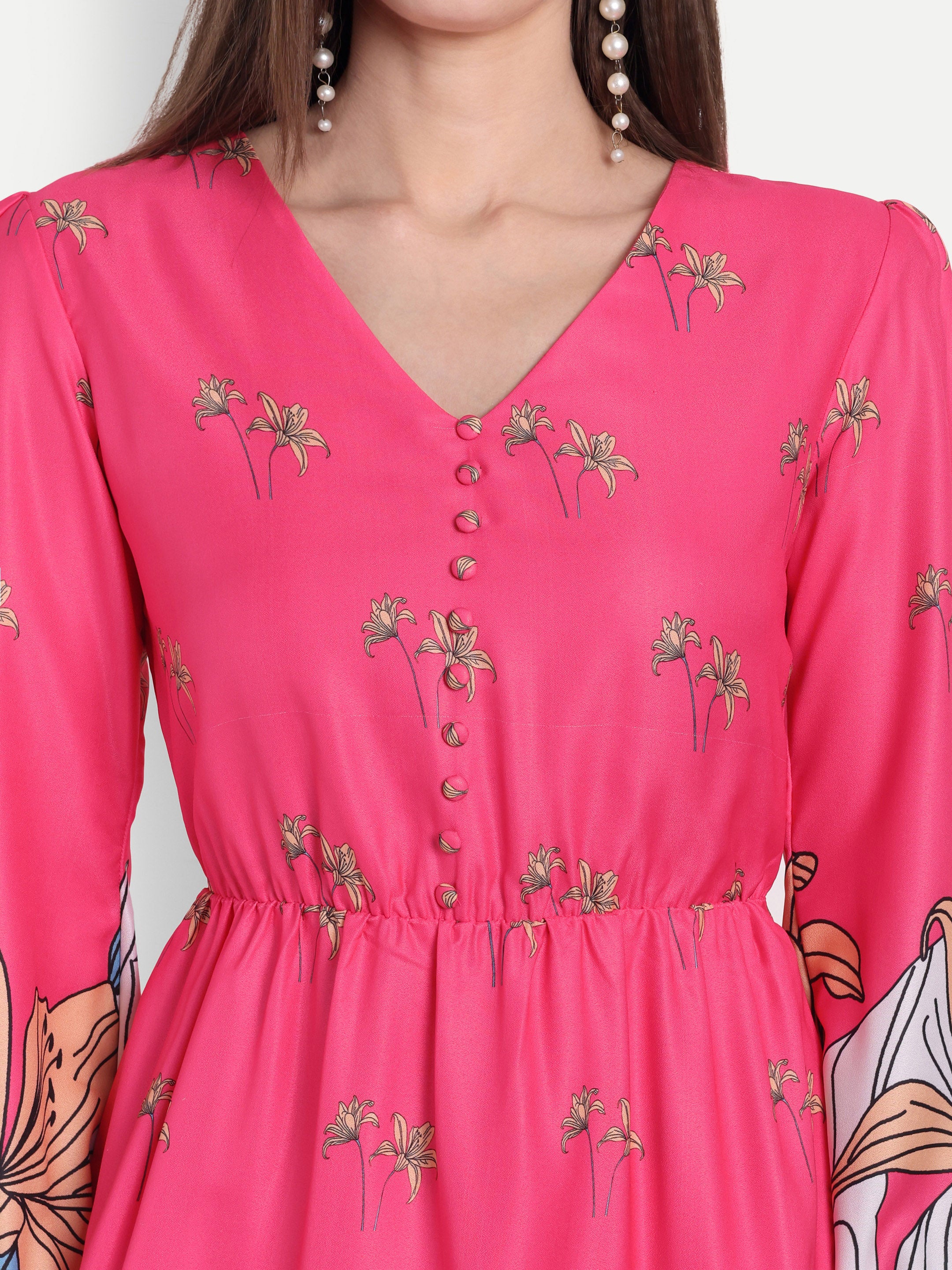 Pink Floral Short Dress