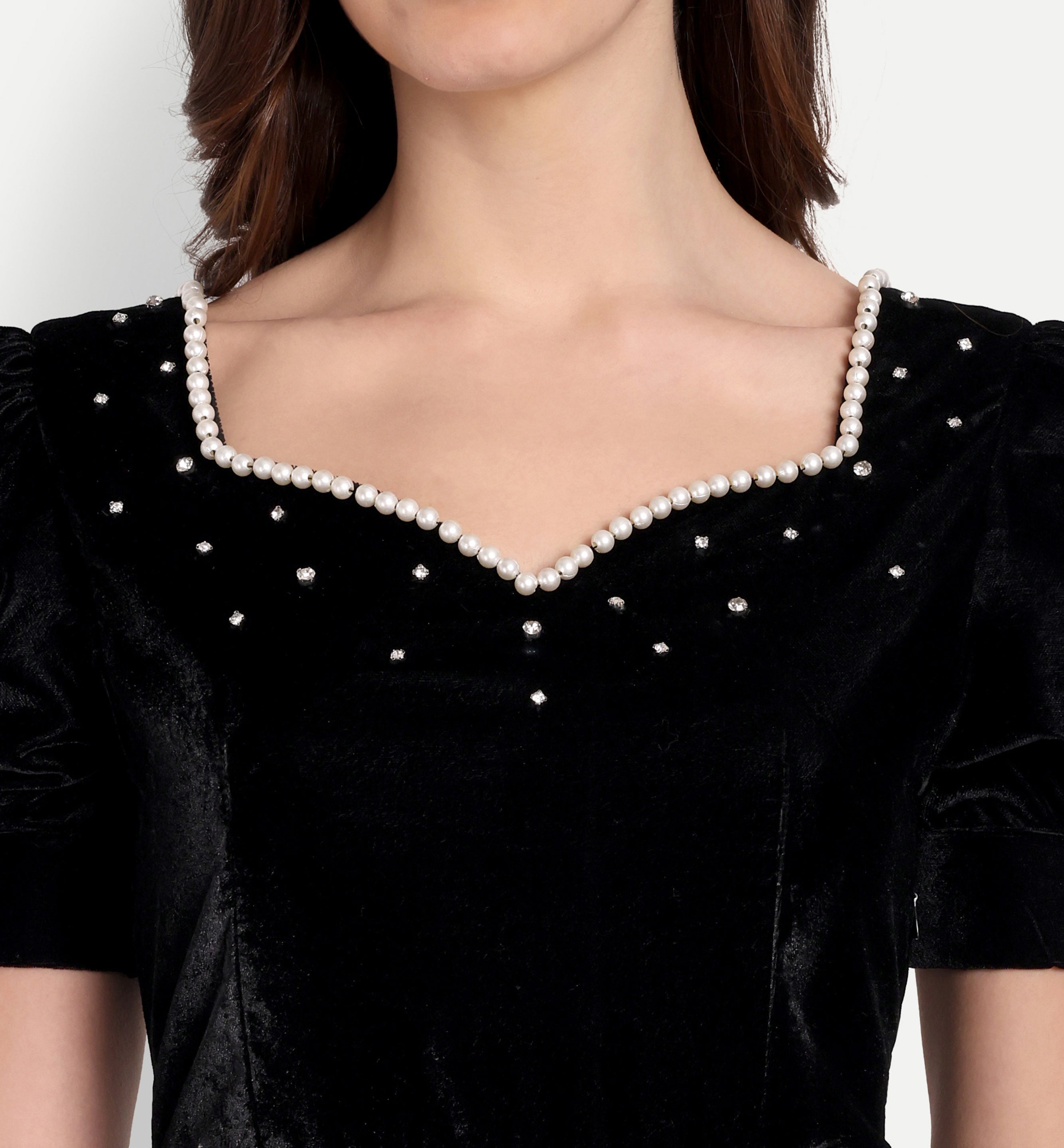 Pearl Black Slit Dress