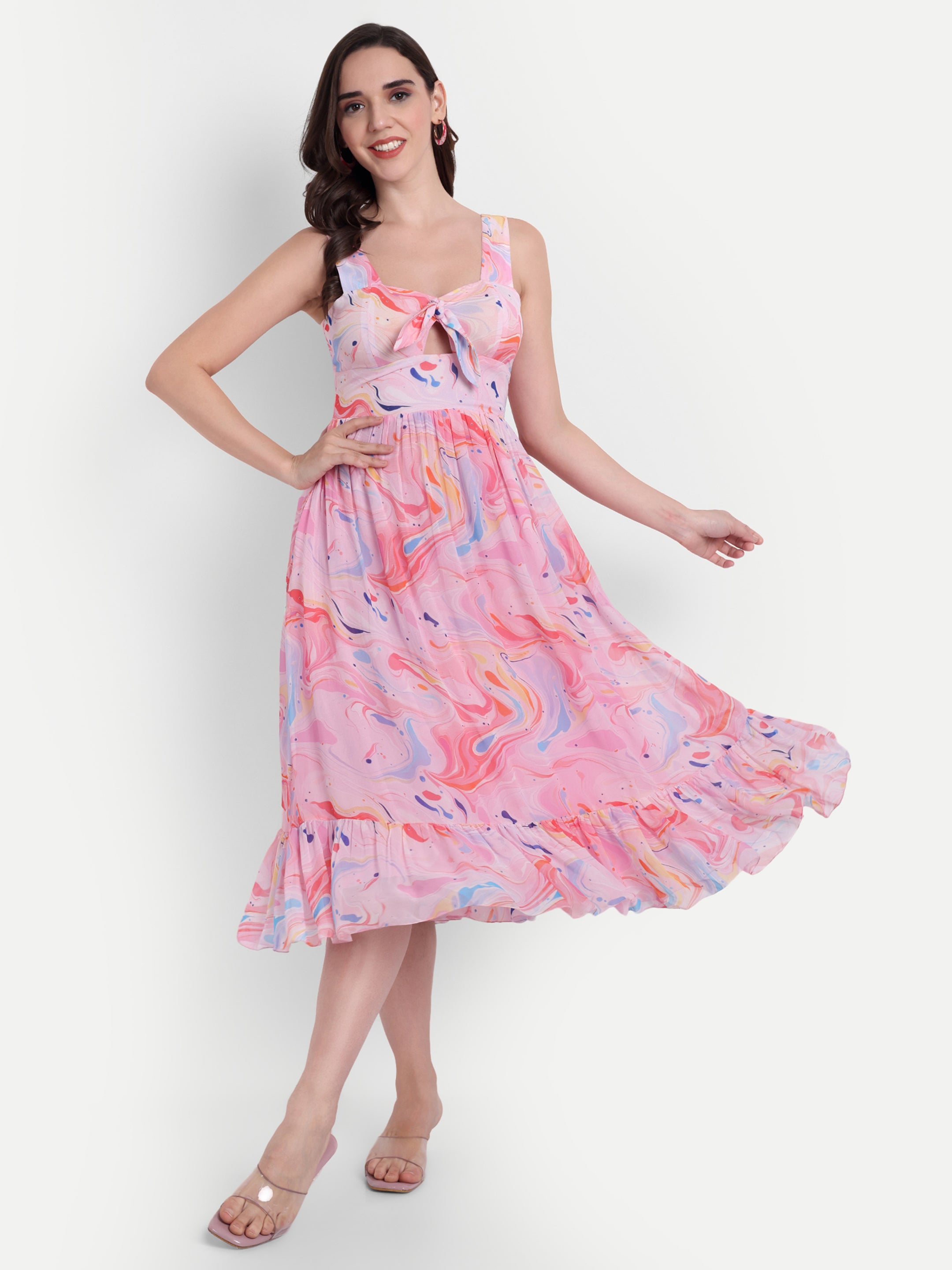 Marble Print Midi Dress