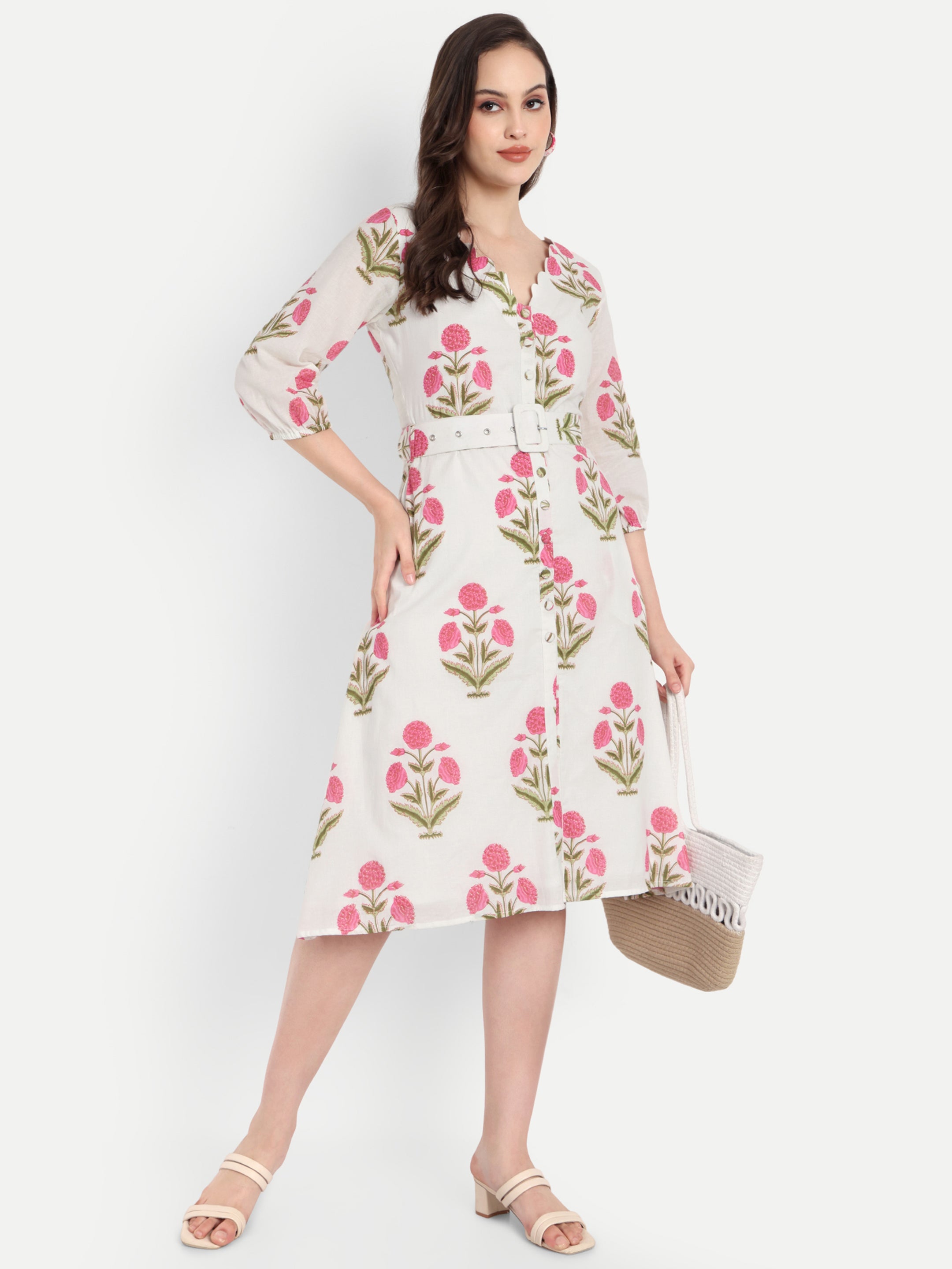 V- Neck Shirt Dress