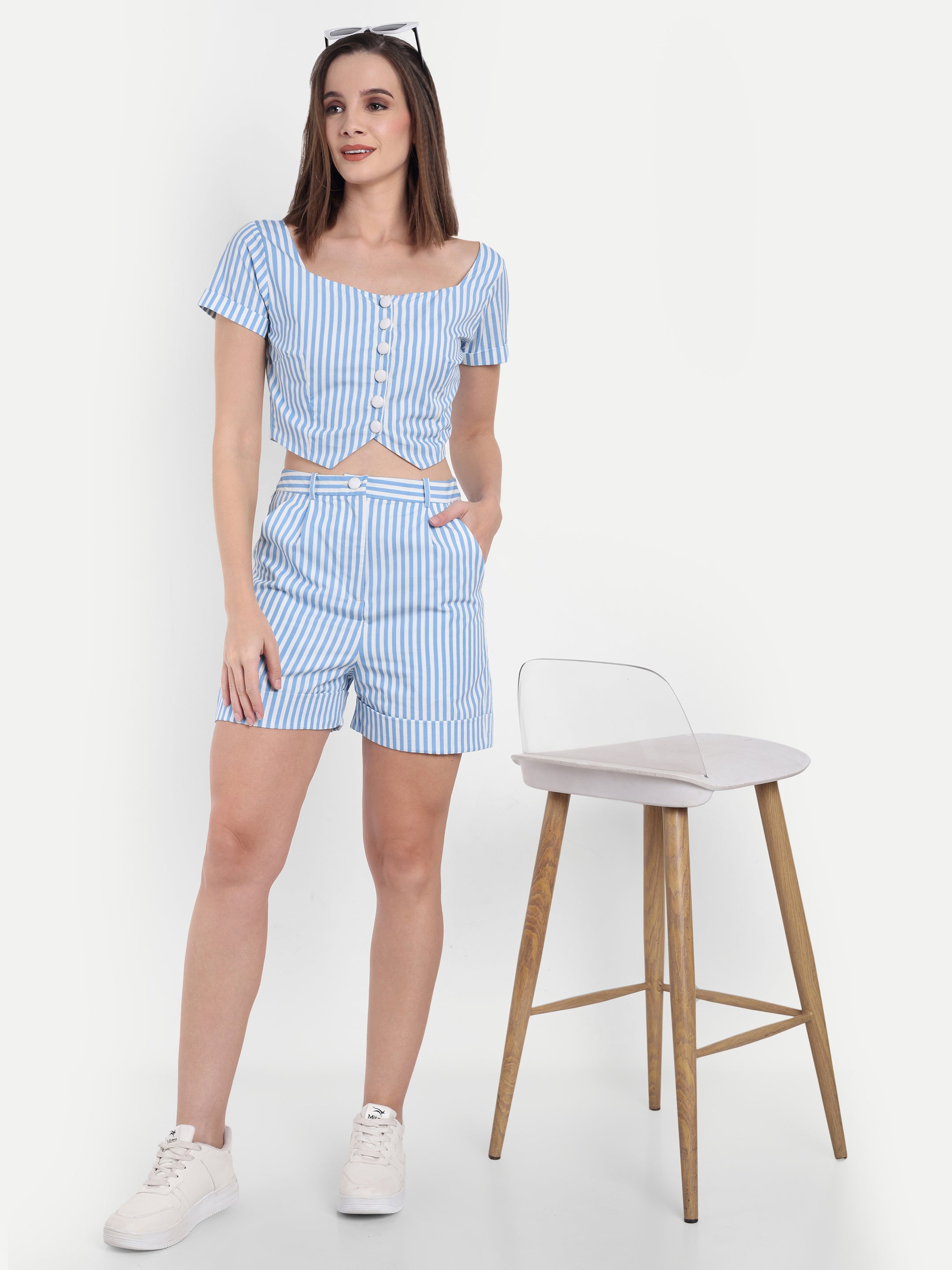Striped Cotton Shorts