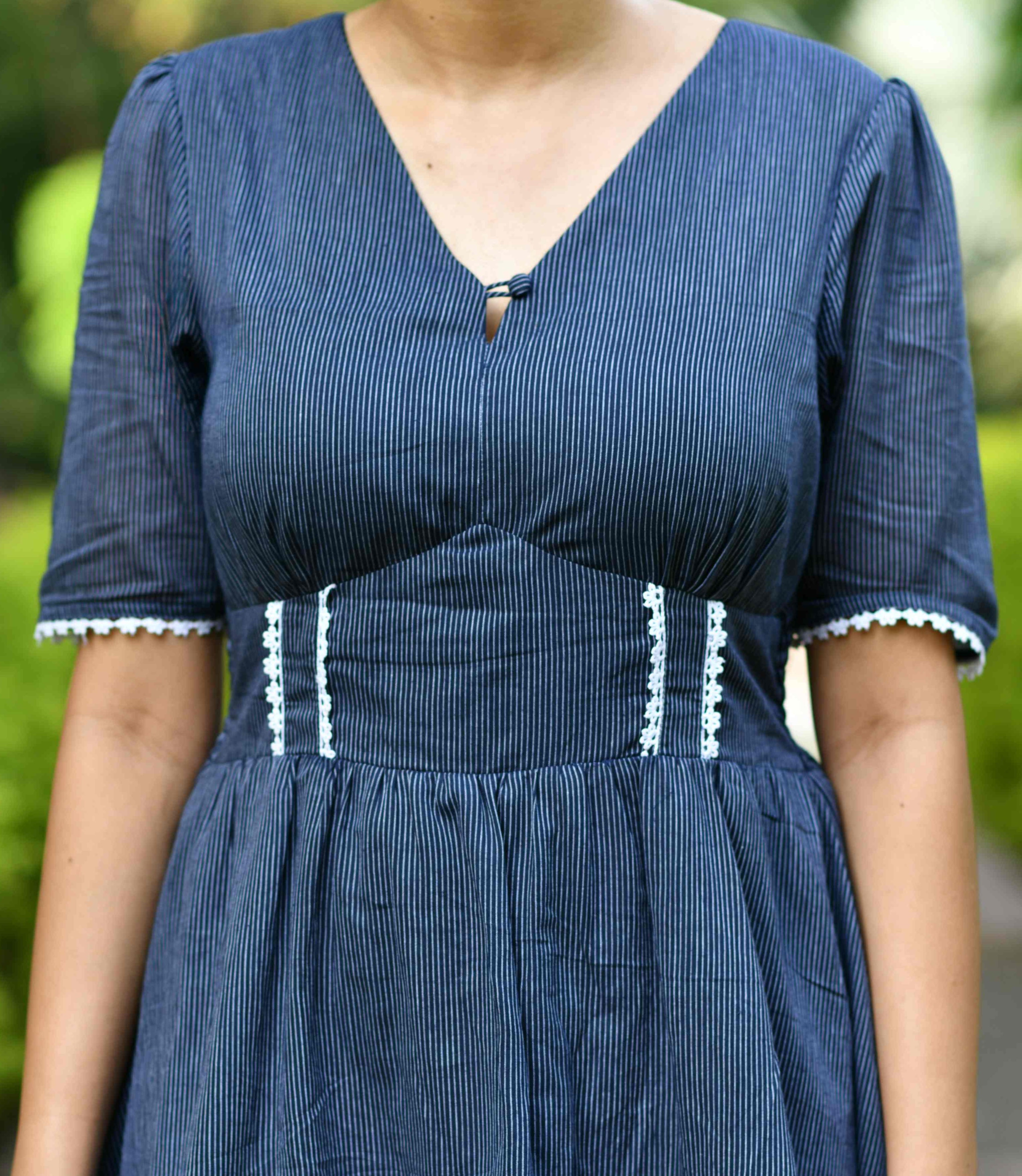 Navy Blue Striped Mini Dress