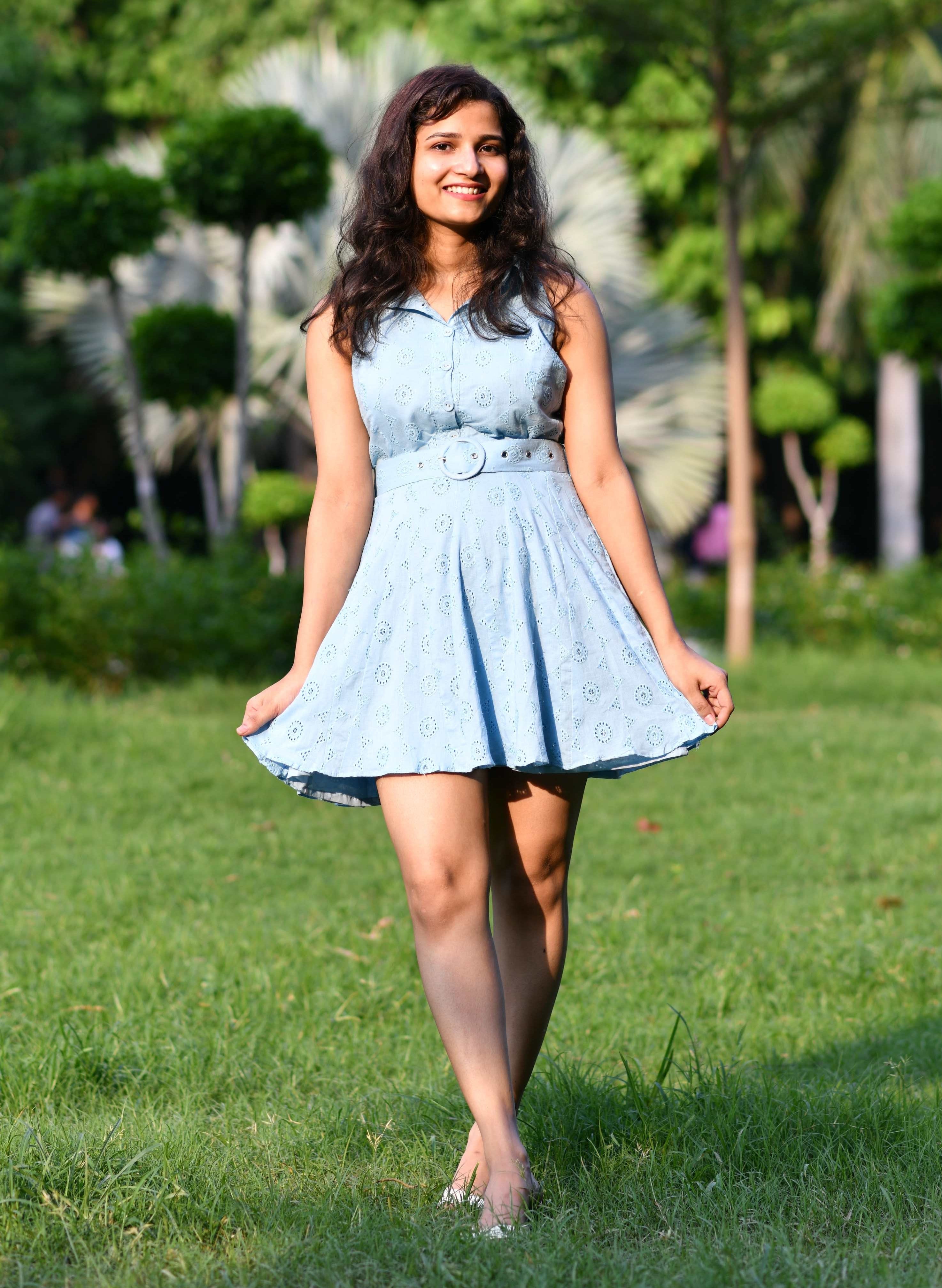 Sky Blue Halter Neck Dress
