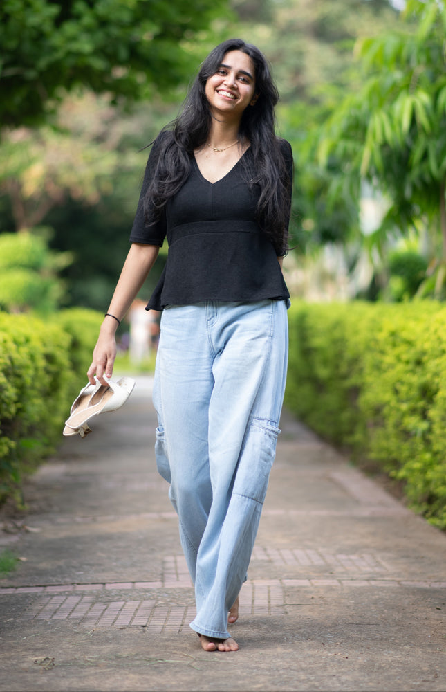 Black Puff Sleeve Top