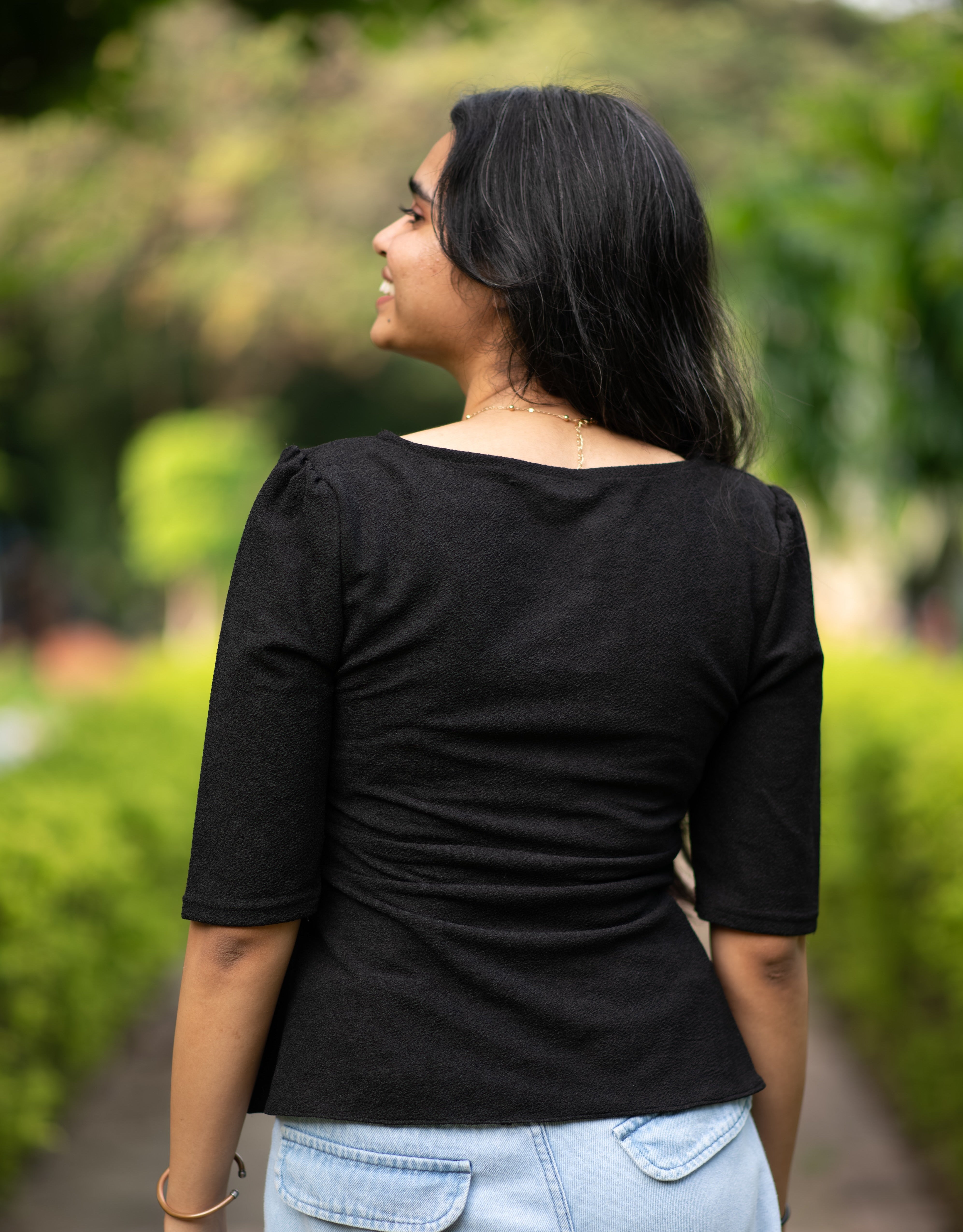 Black Puff Sleeve Top