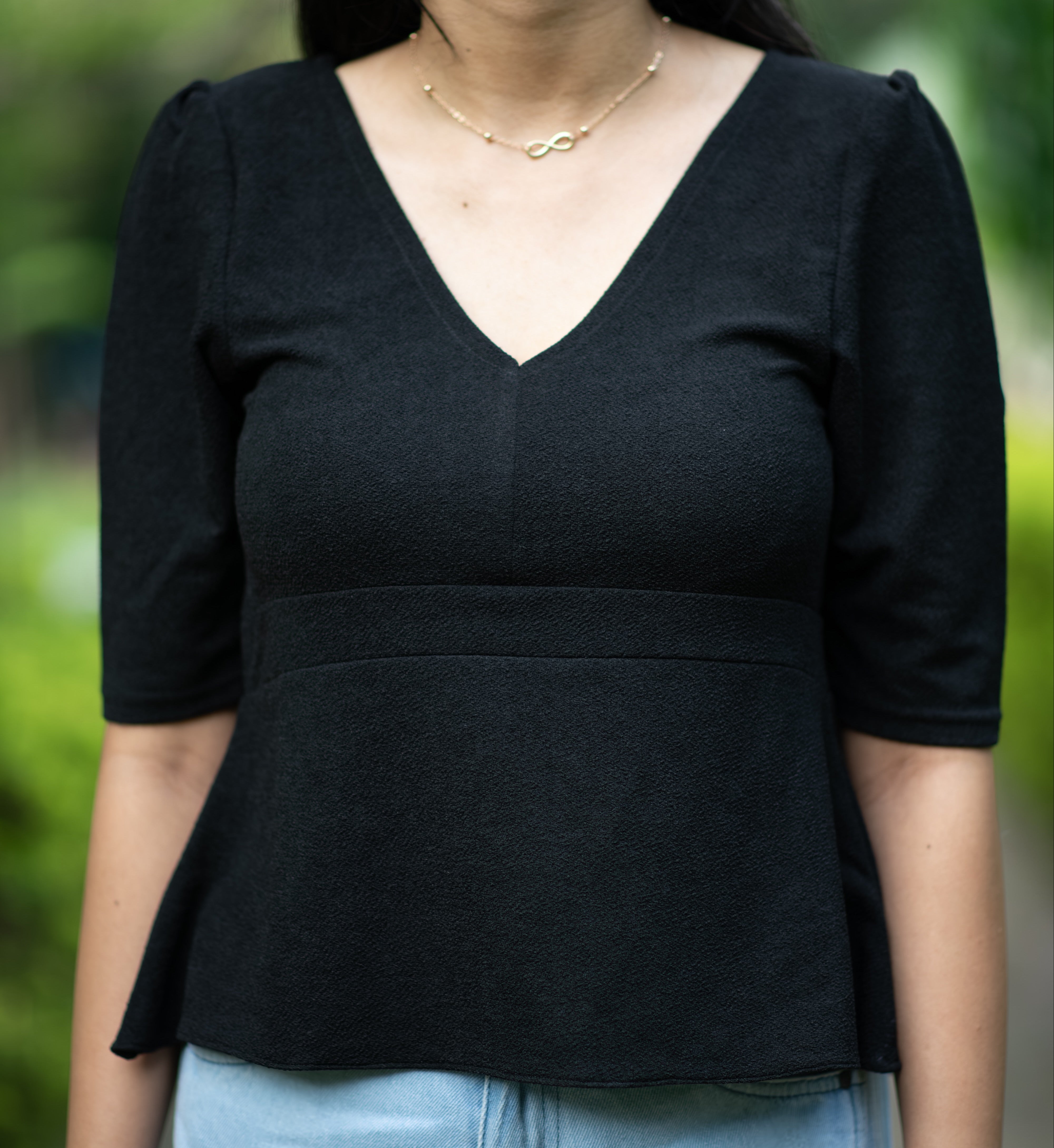 Black Puff Sleeve Top