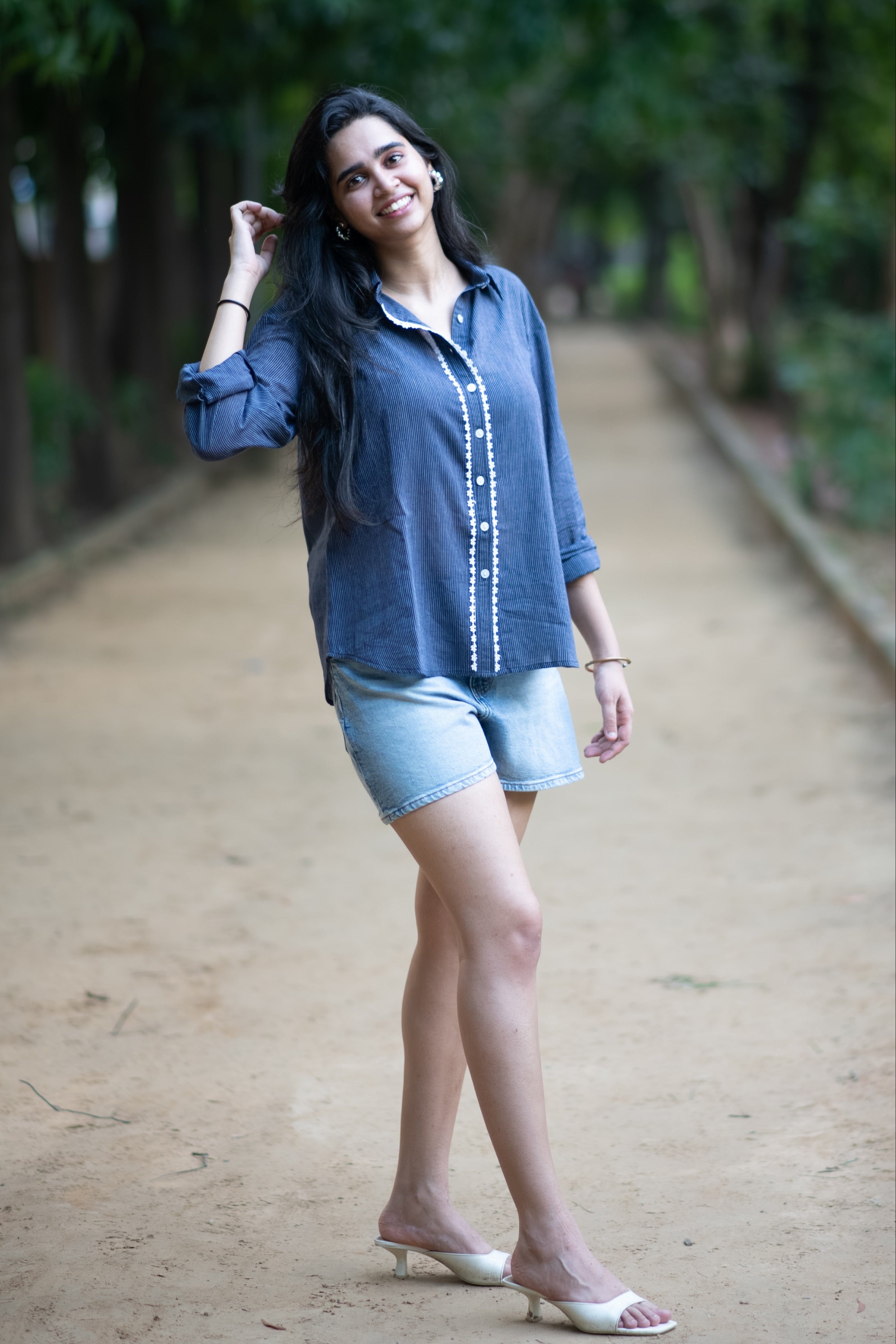 Navy Blue Pinstripe Shirt